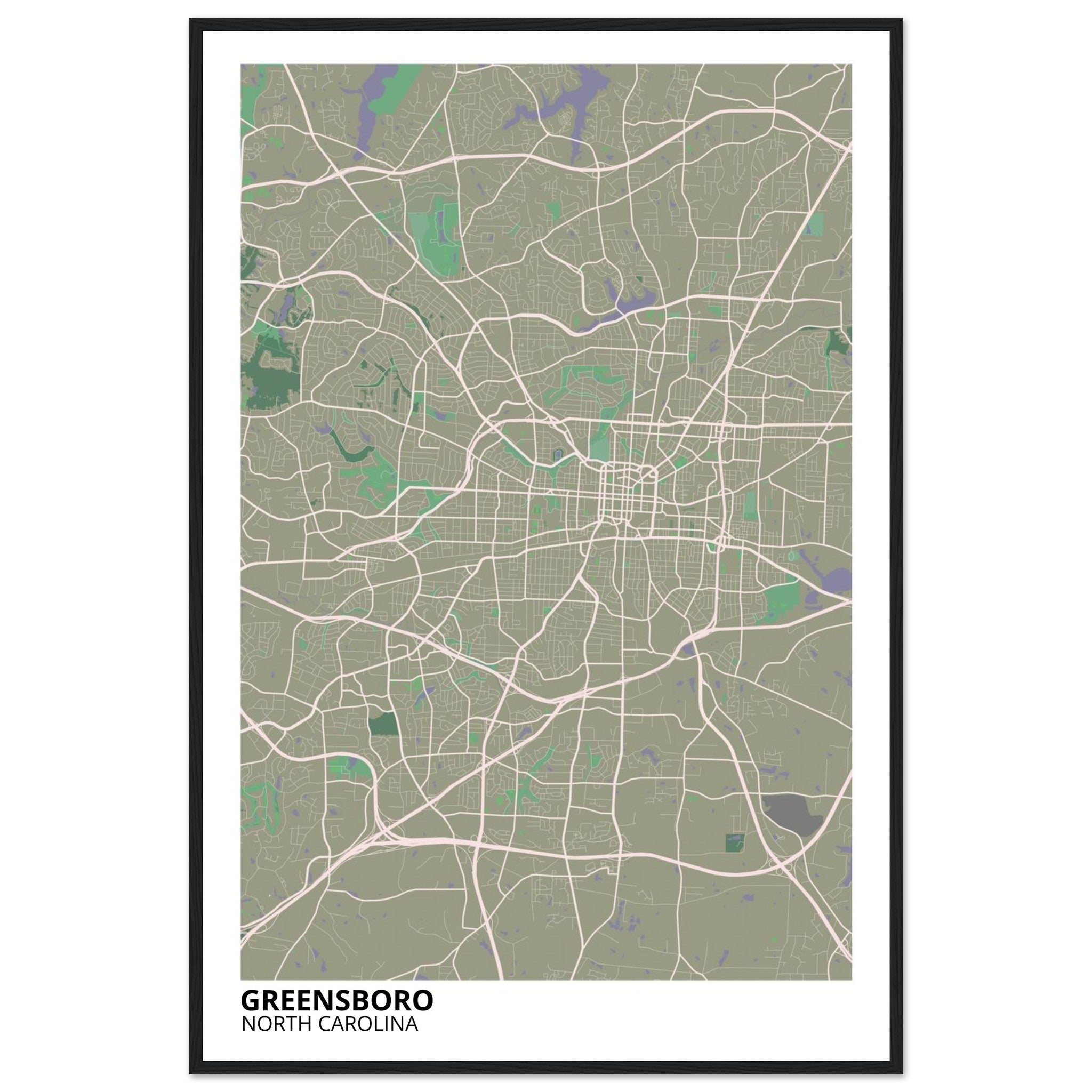 Greensboro North Carolina City Map Poster | Custom Map Art Print - Ink And Atlas