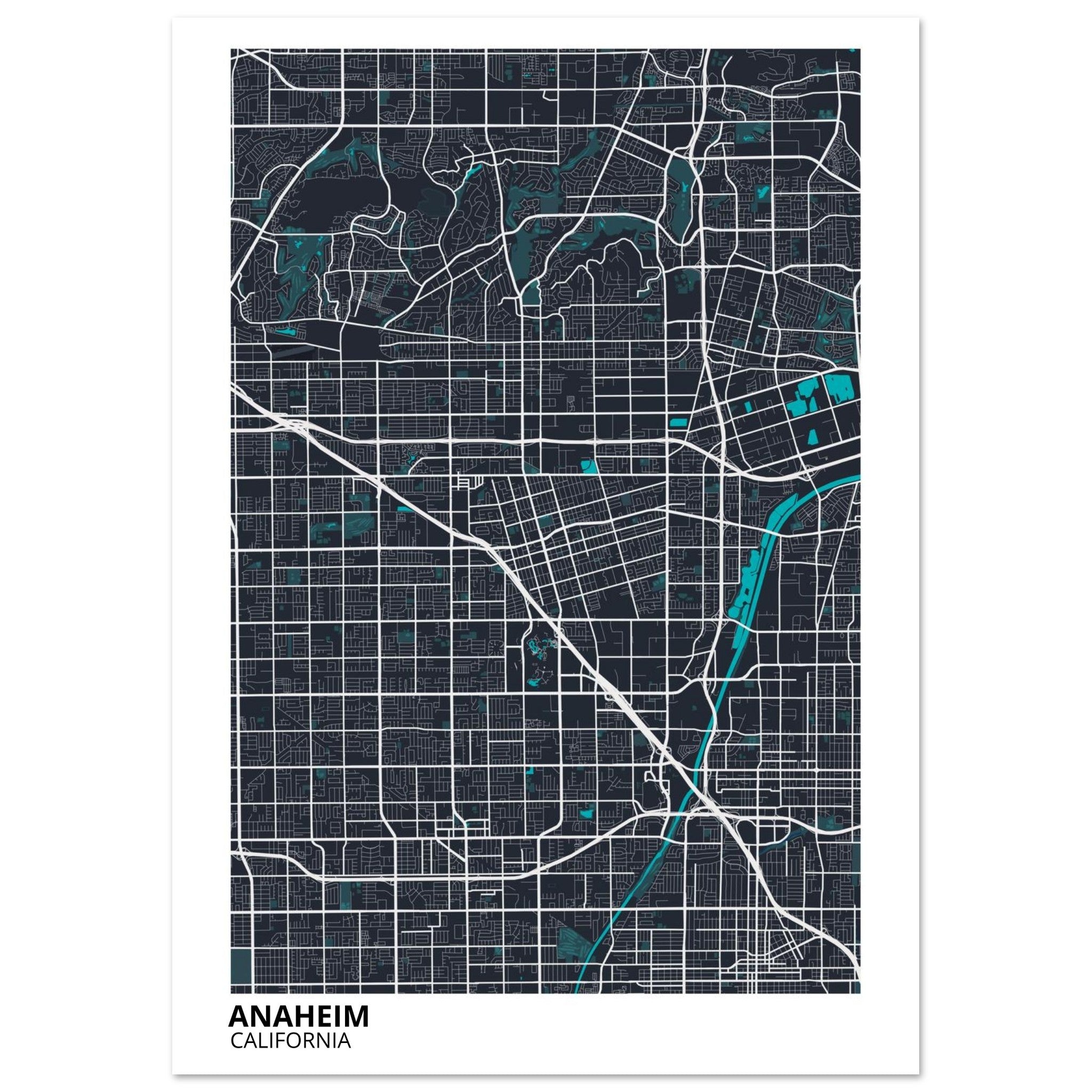 Anaheim California City Map Poster | Custom Map Art Print - Ink And Atlas