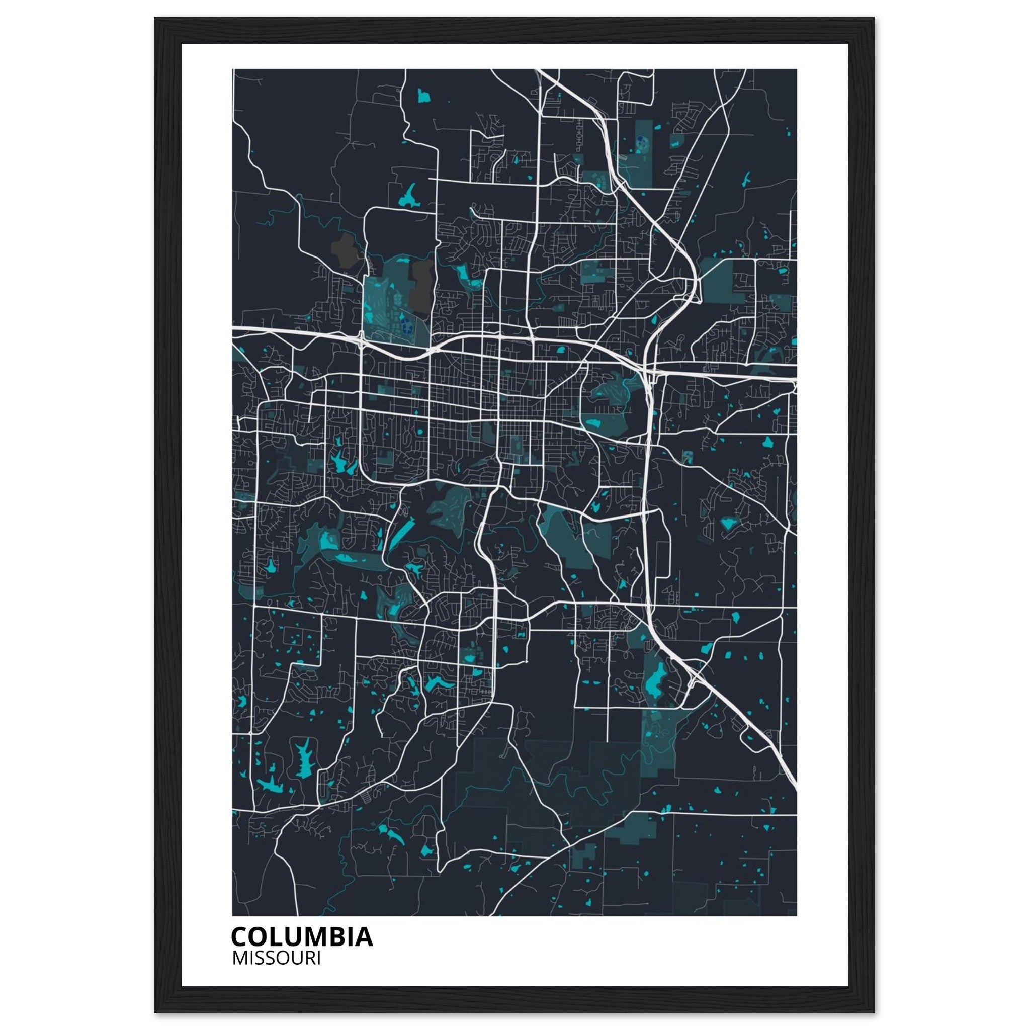 Columbia Missouri City Map Poster | Custom Map Art Print - Ink And Atlas
