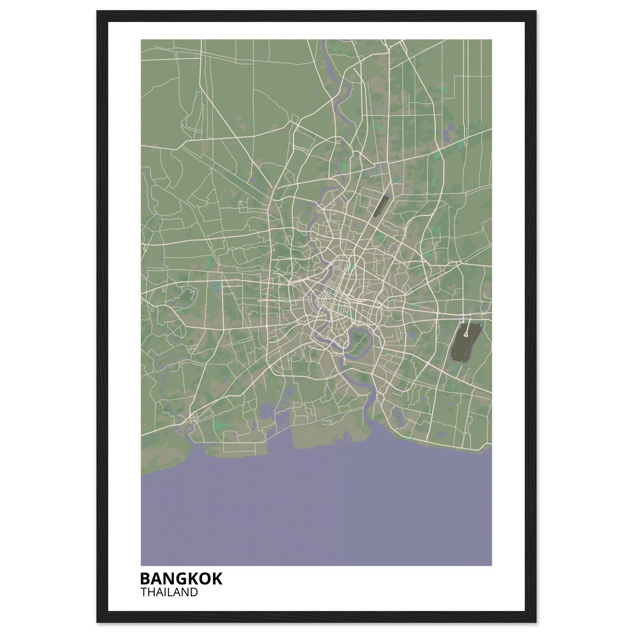 bangkok thailand map poster print