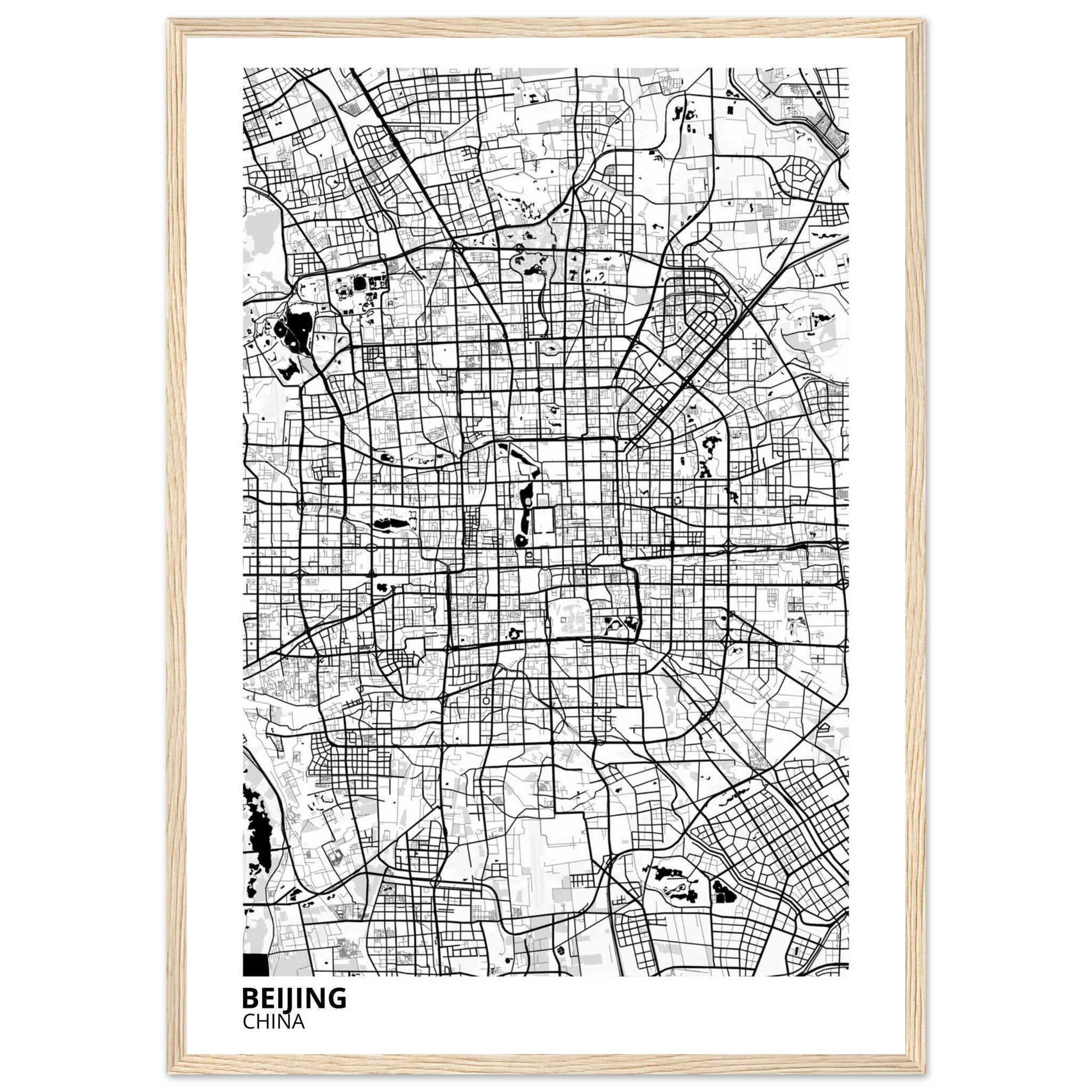 beijing china map poster print