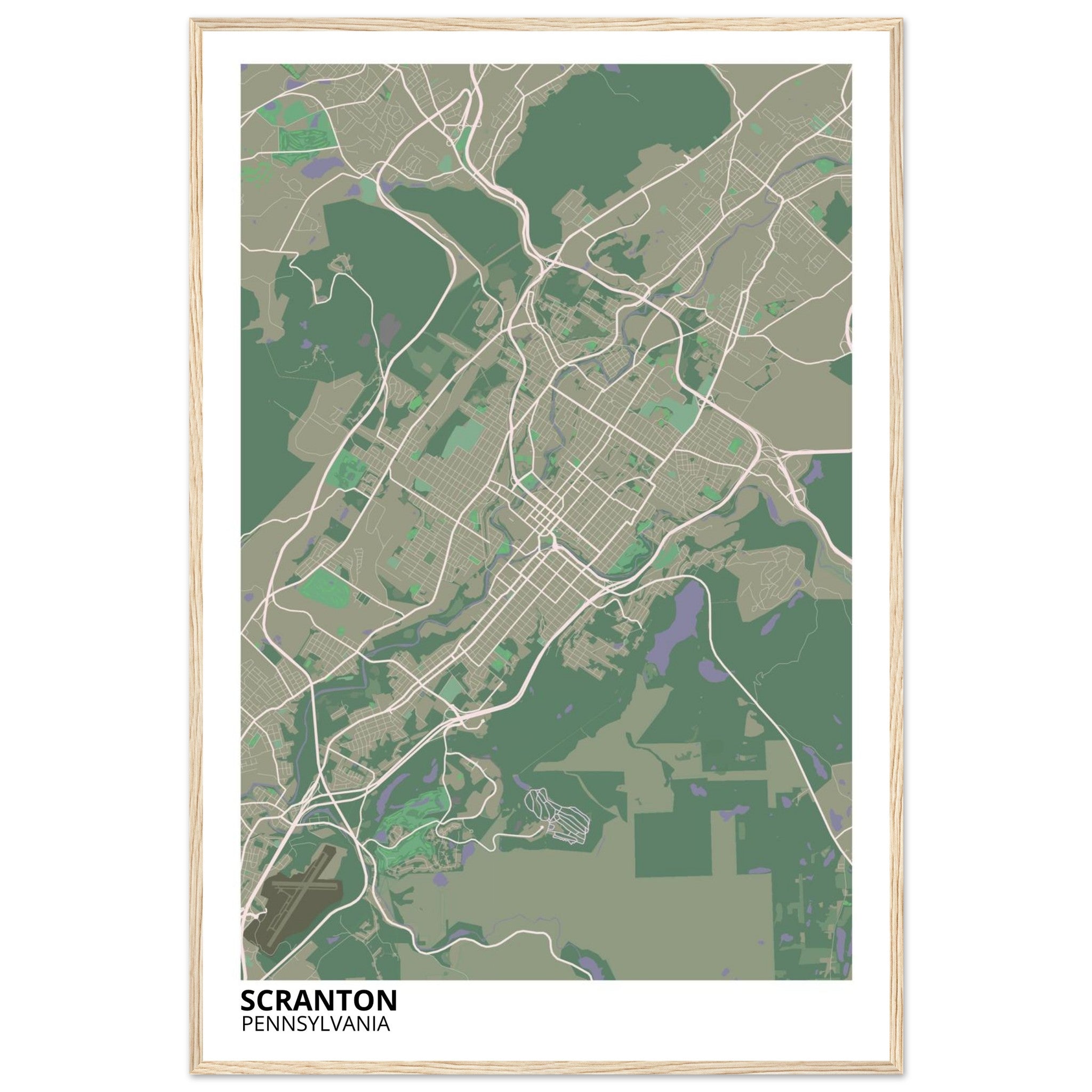 Scranton Pennsylvania City Map Poster | Custom Map Art Print - Ink And Atlas