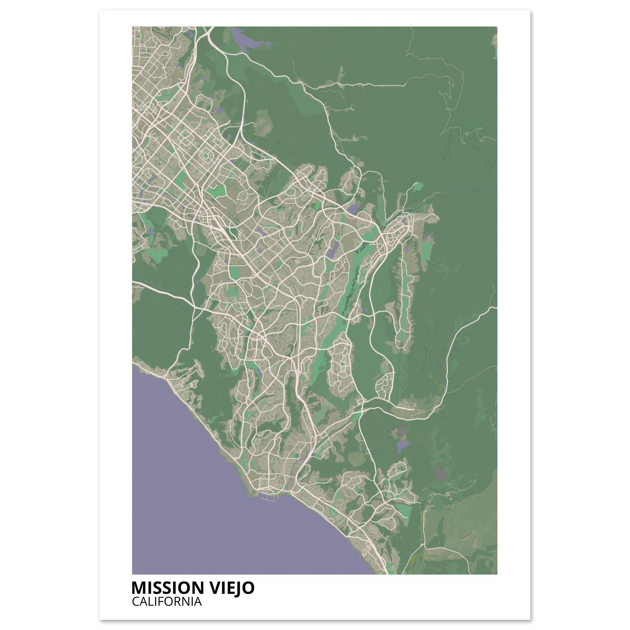 mission viejo map poster print