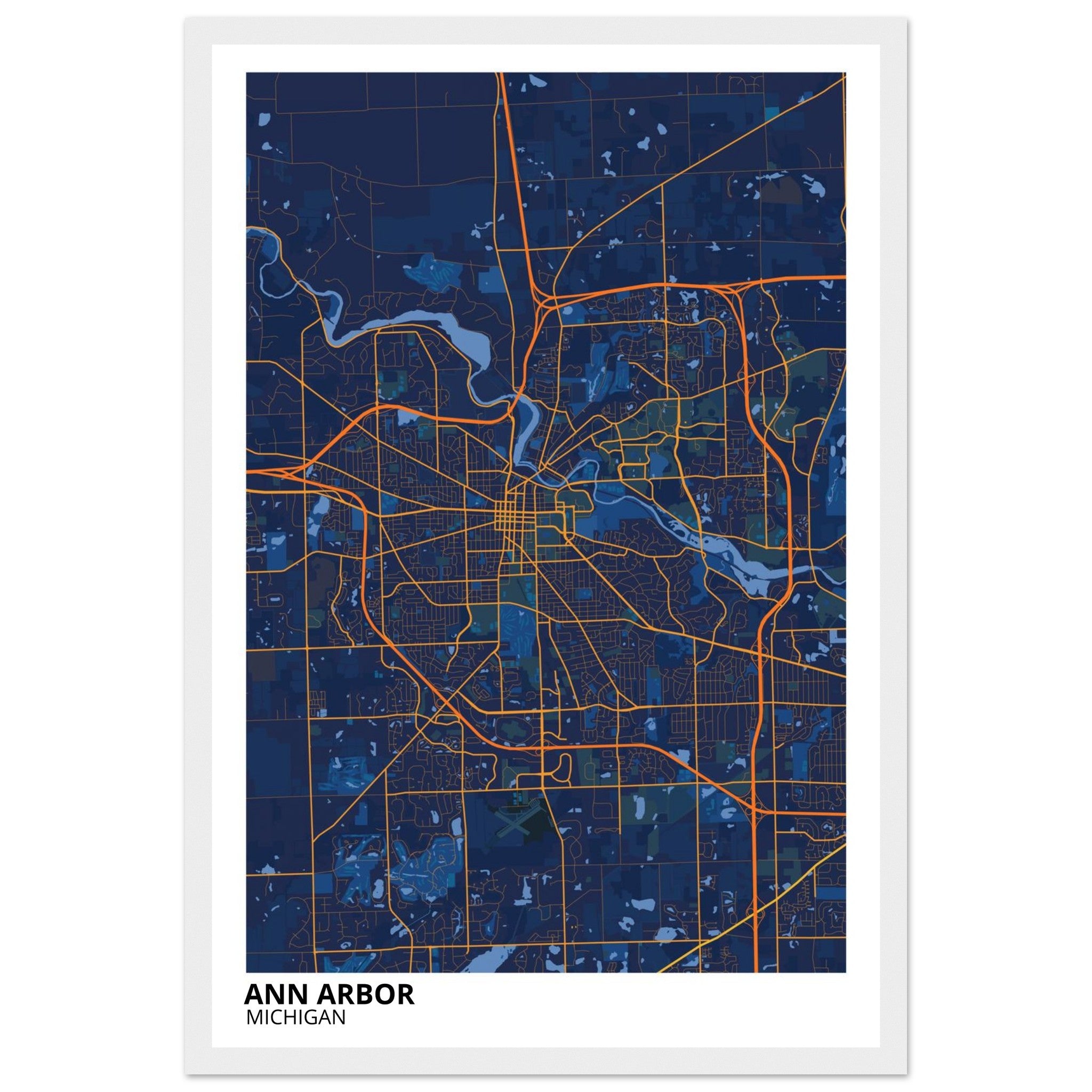 Ann Arbor Michigan City Map Poster | Custom Map Art Print - Ink And Atlas
