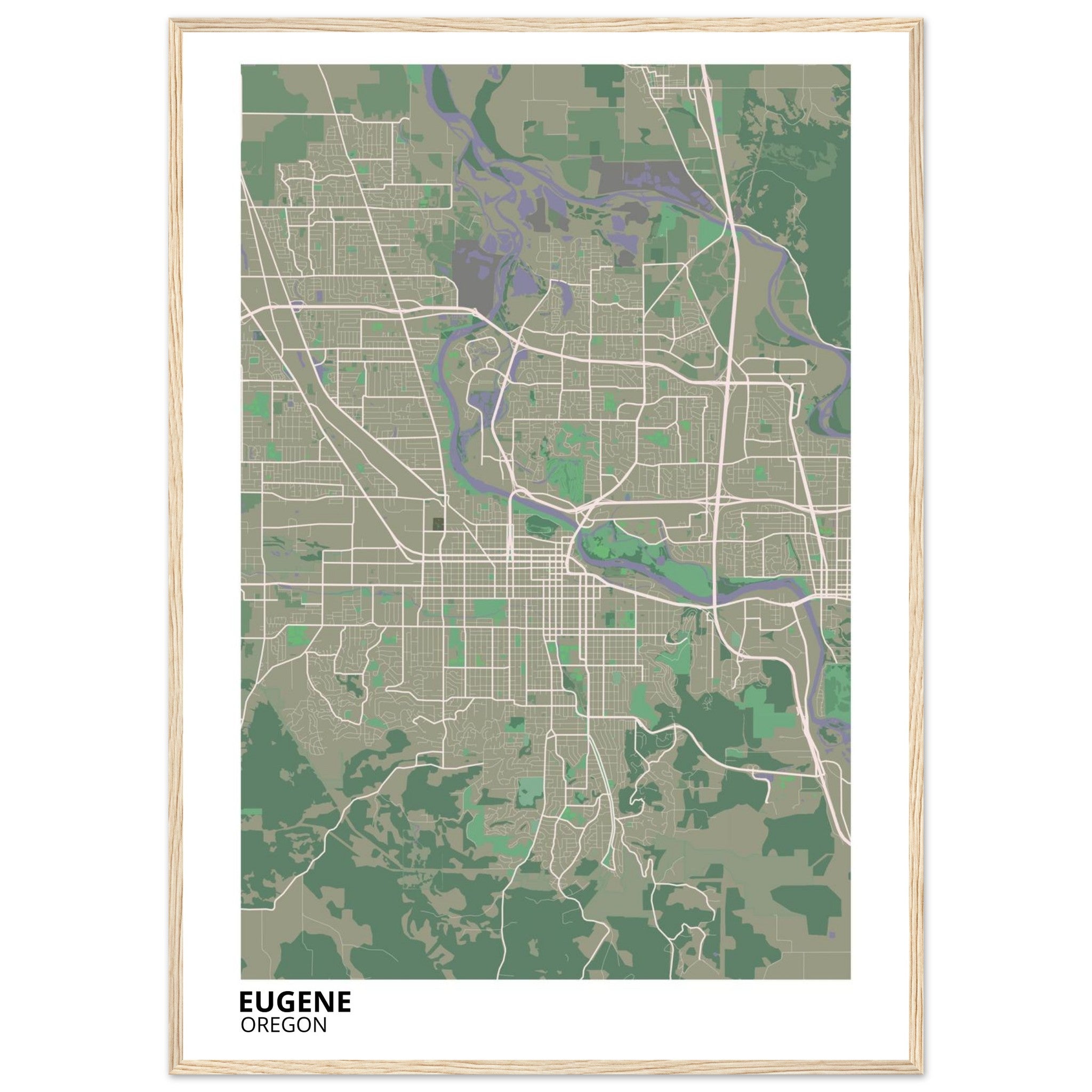 Eugene Oregon City Map Poster | Custom Map Art Print - Ink And Atlas