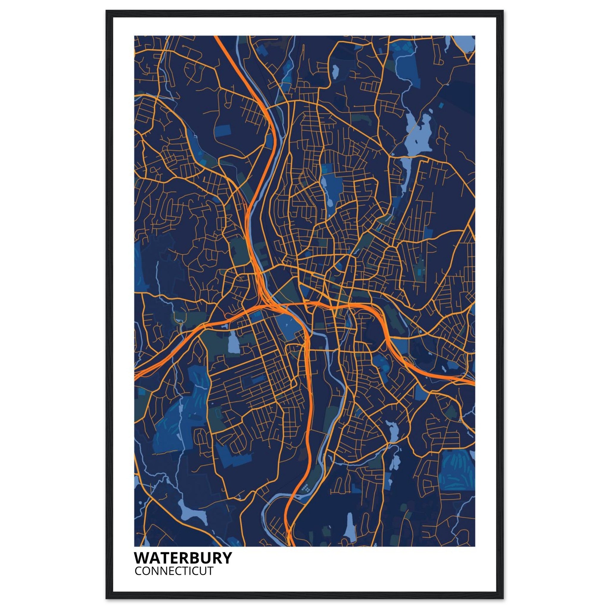 Waterbury Connecticut City Map Poster | Custom Map Art Print - Ink And Atlas