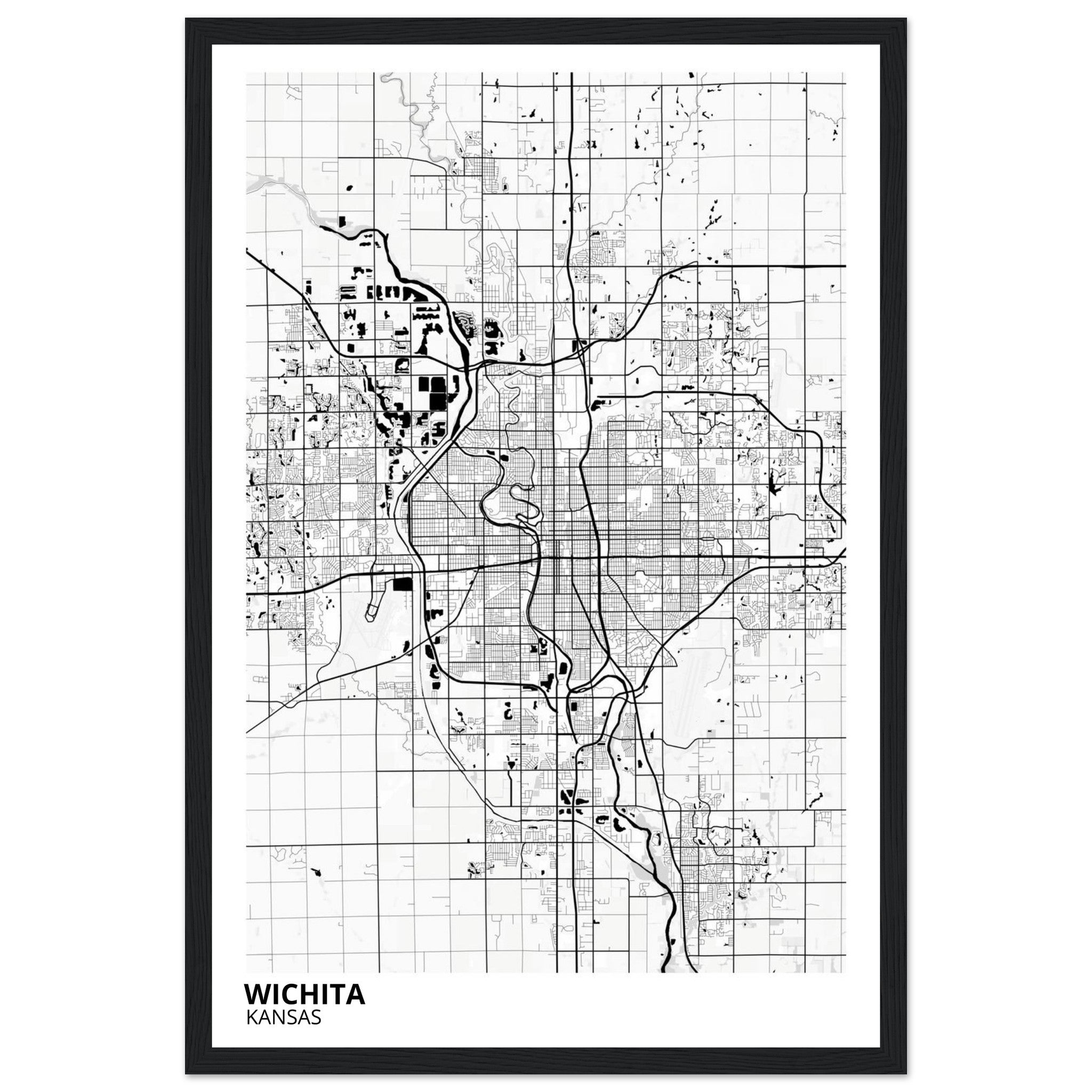 wichita map poster print
