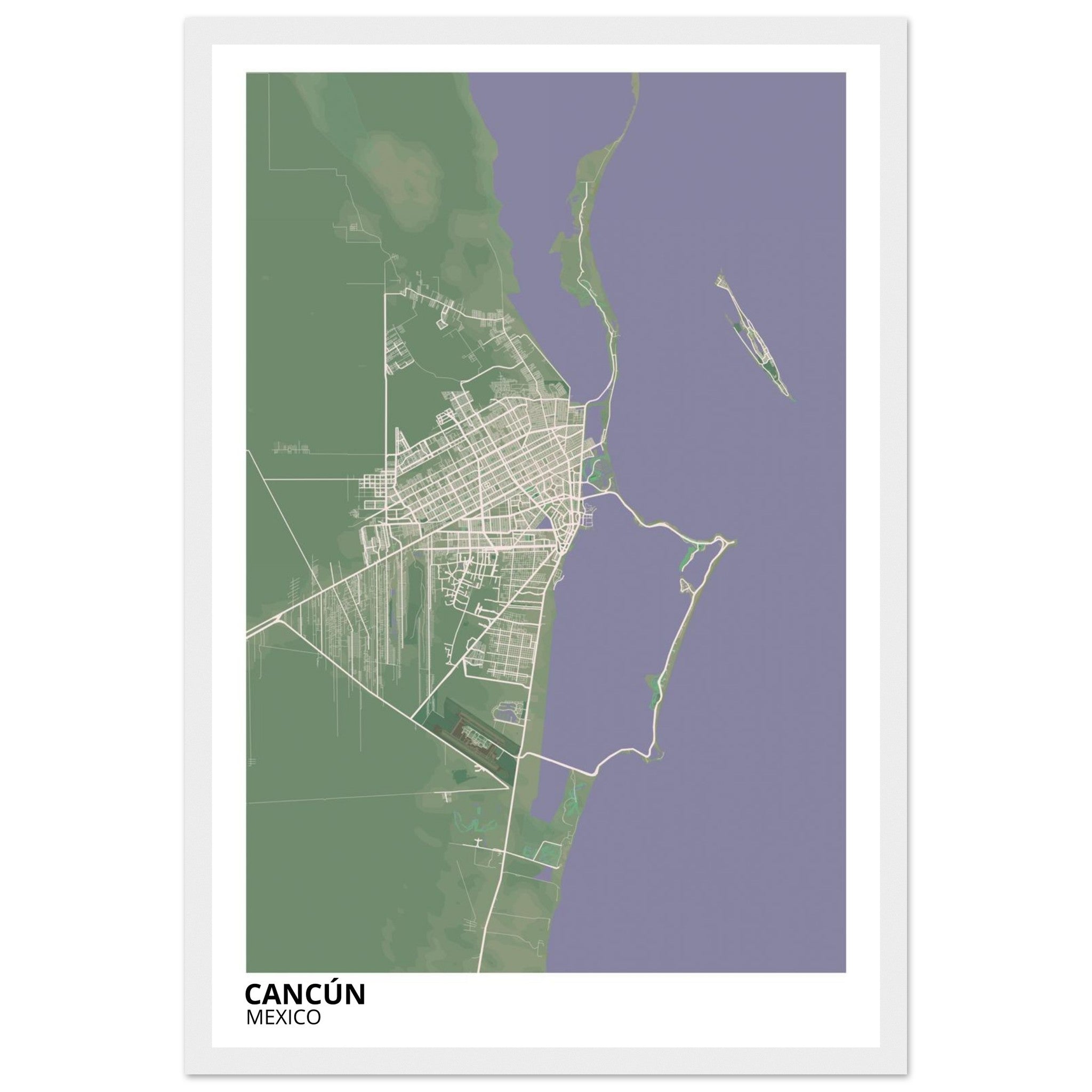 Cancun Mexico City Map Poster | Custom Map Art Print - Ink And Atlas