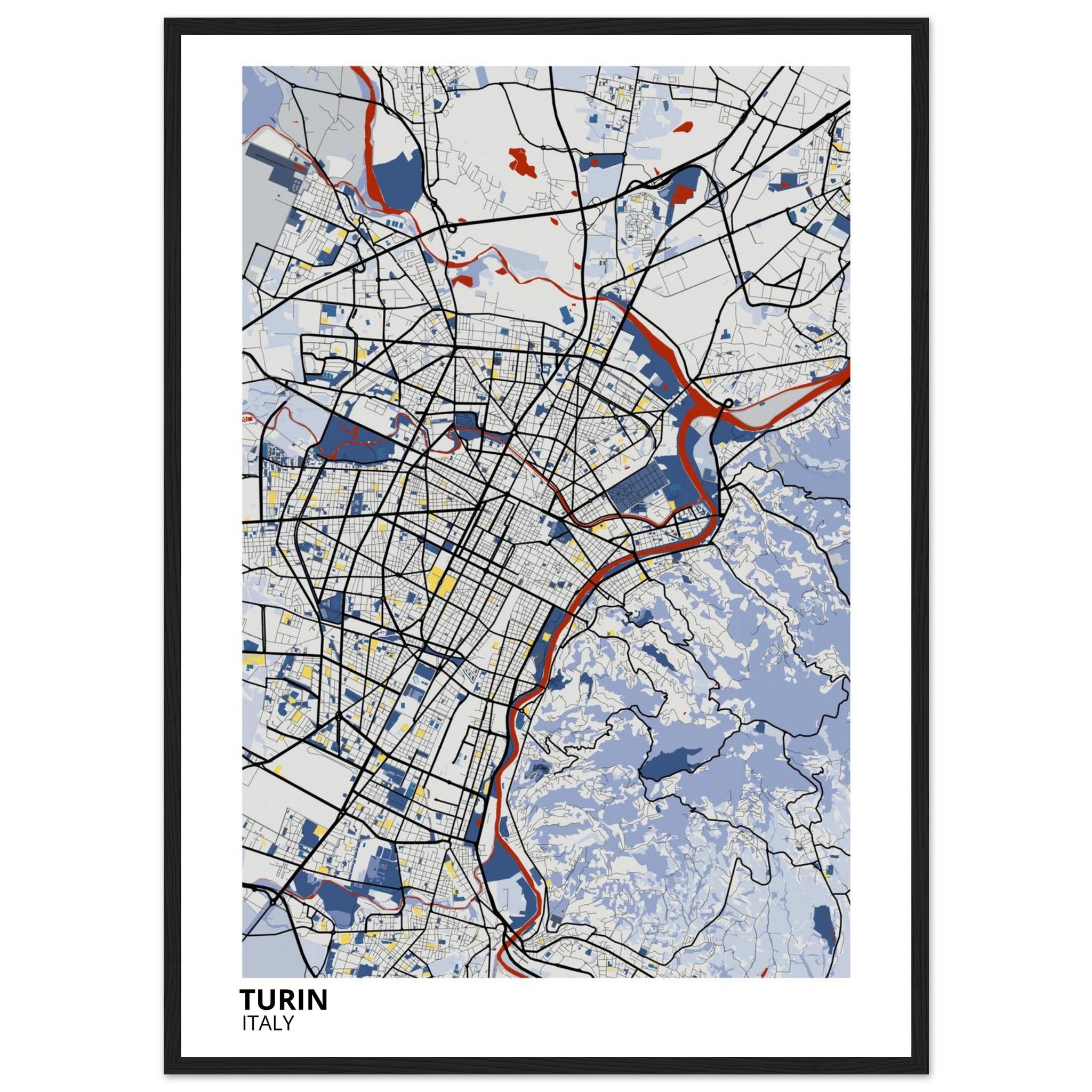 Turin Italy City Map Poster | Custom Map Art Print - Ink And Atlas