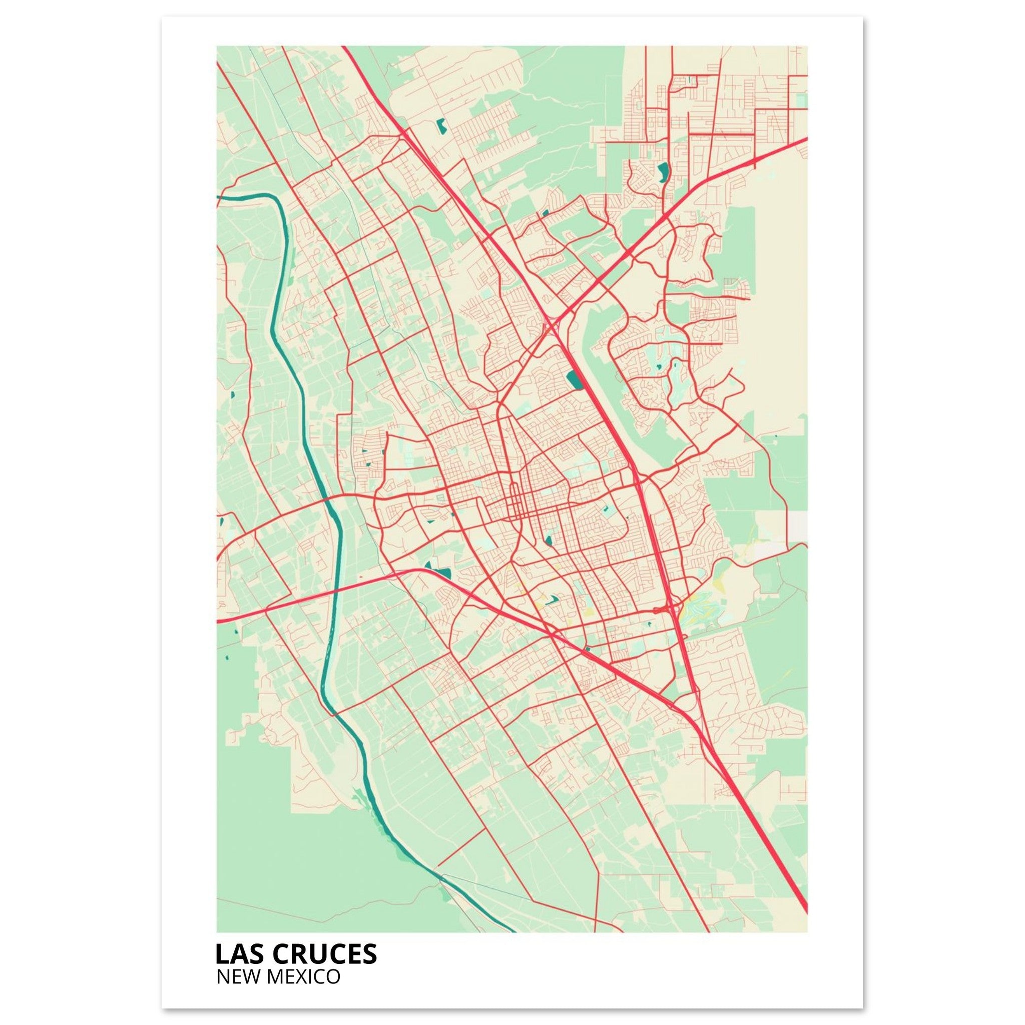 Las Cruces New Mexico City Map Poster | Custom Map Art Print - Ink And Atlas