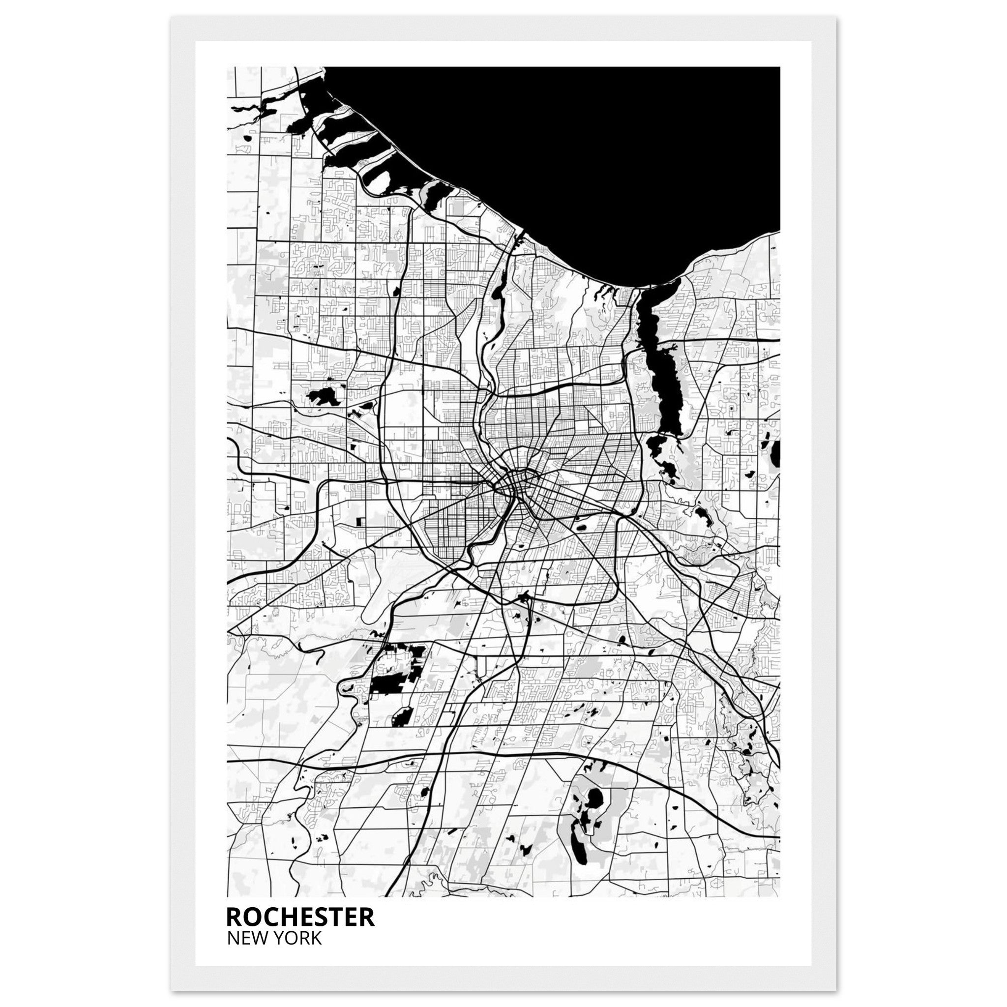 rochester map poster print