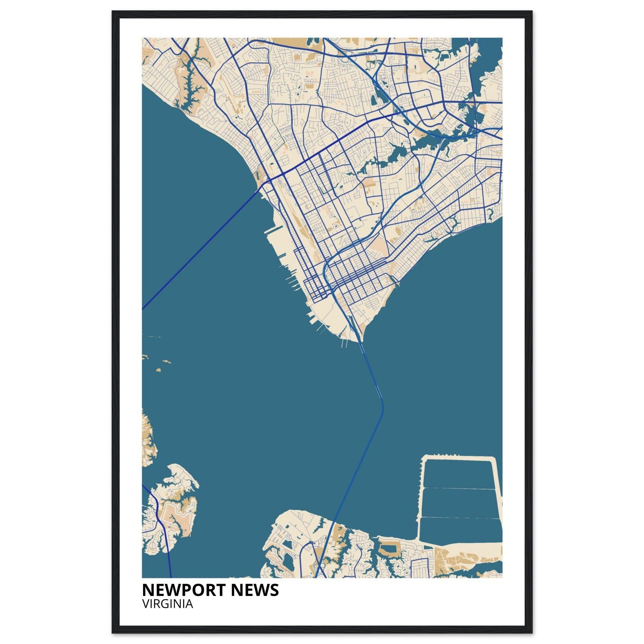 Newport News Virginia City Map Poster | Custom Map Art Print - Ink And Atlas