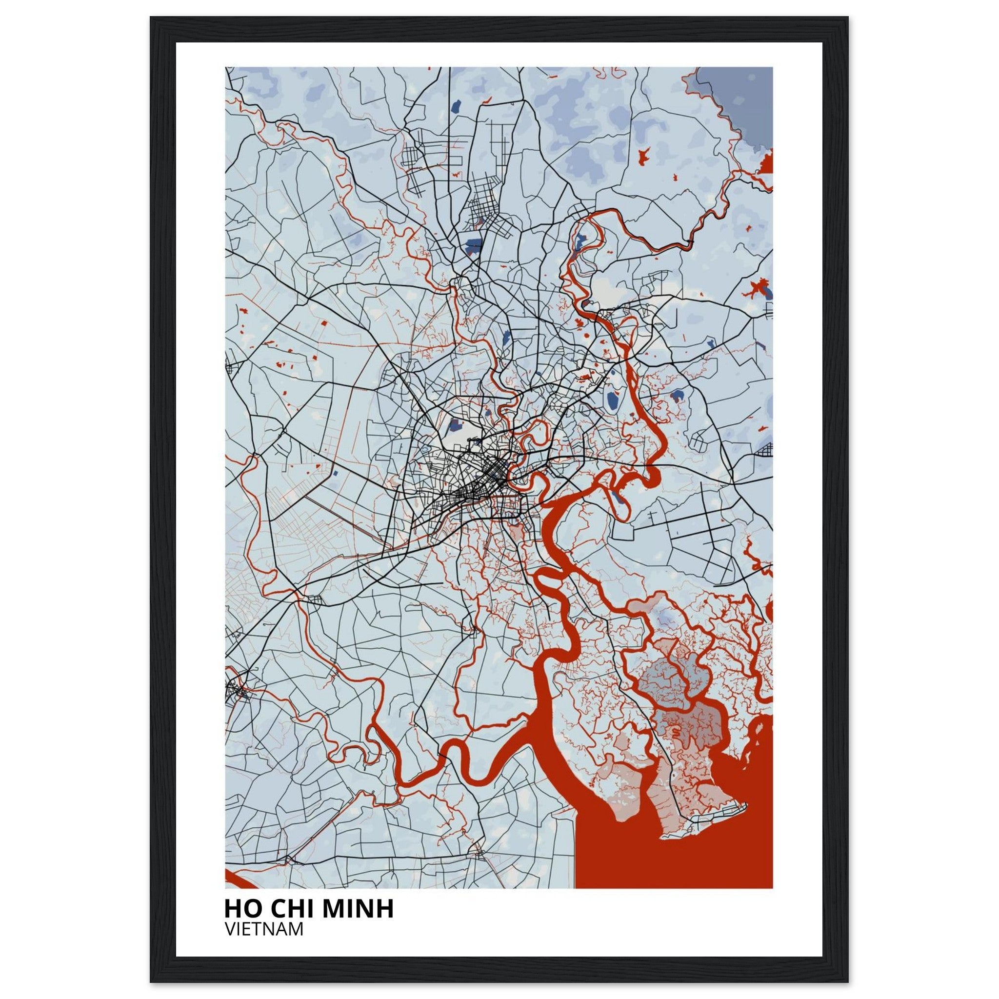 ho chi minh vietnam map poster print