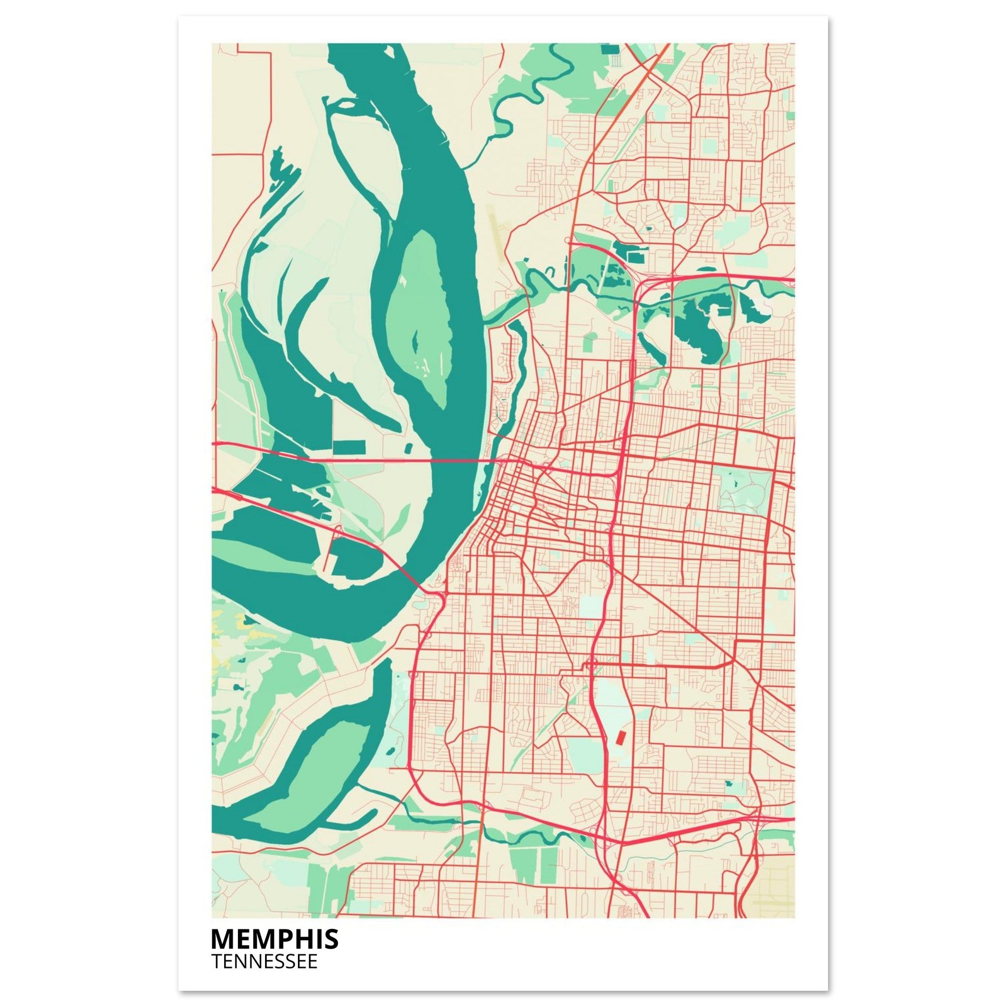 memphis map poster print