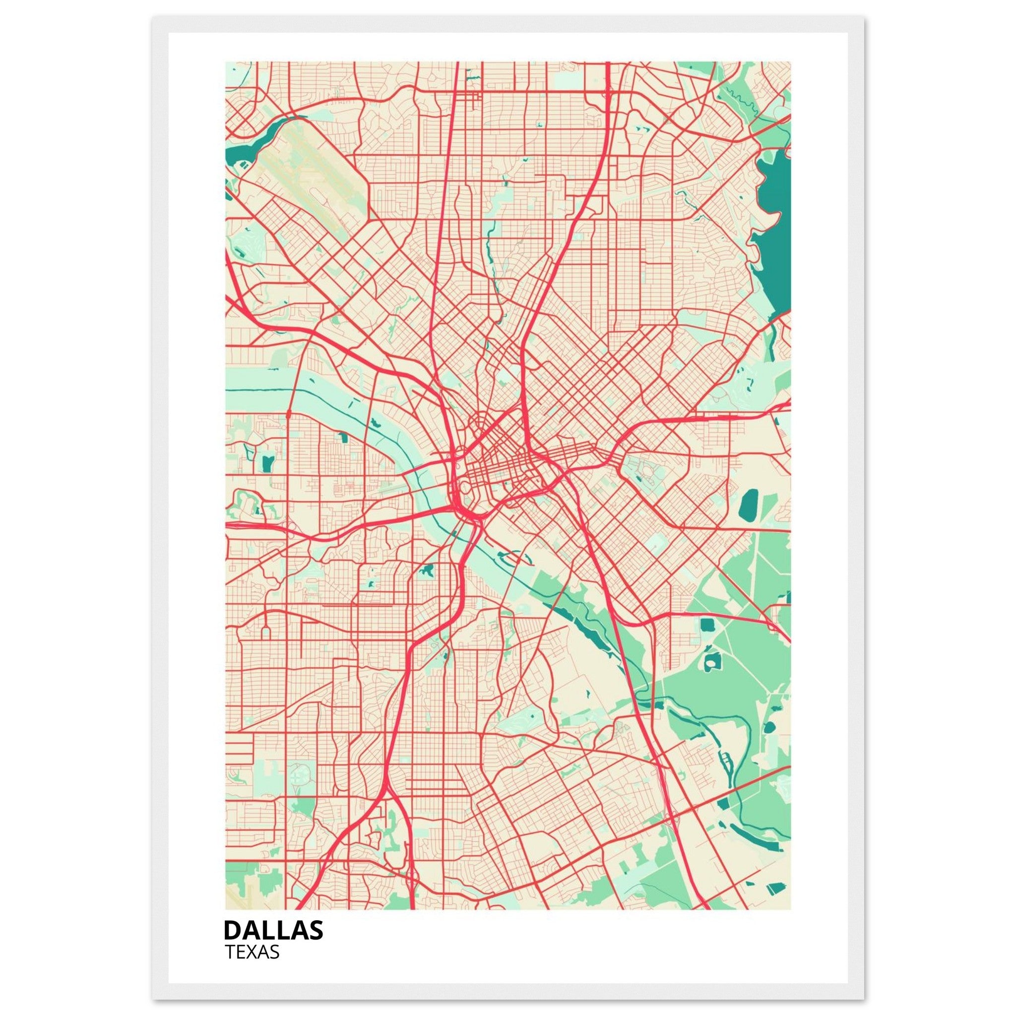 dallas map poster print