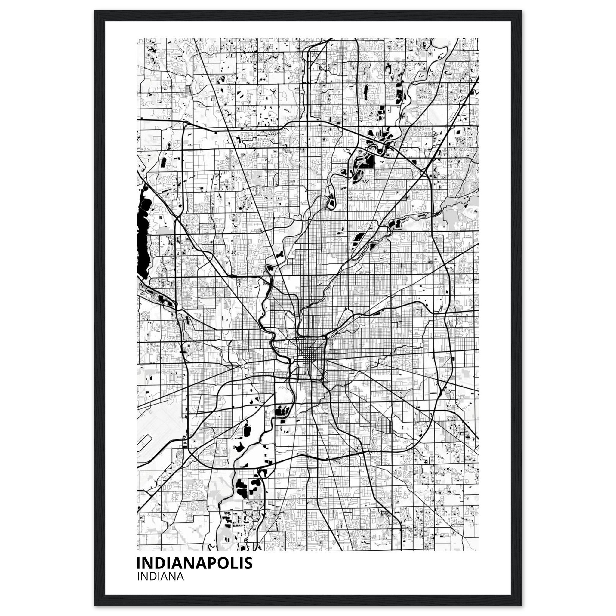 indianapolis map poster print