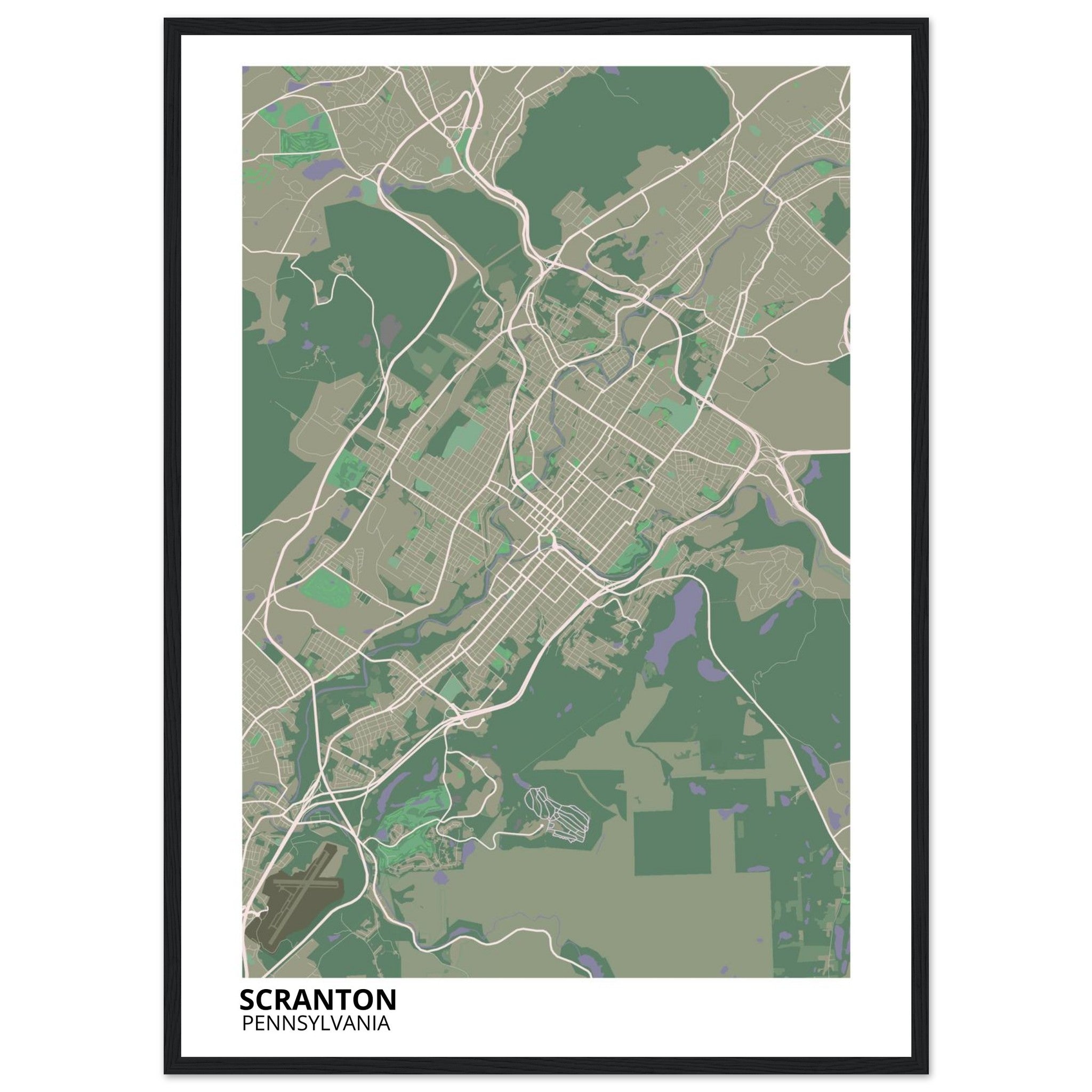 Scranton Pennsylvania City Map Poster | Custom Map Art Print - Ink And Atlas