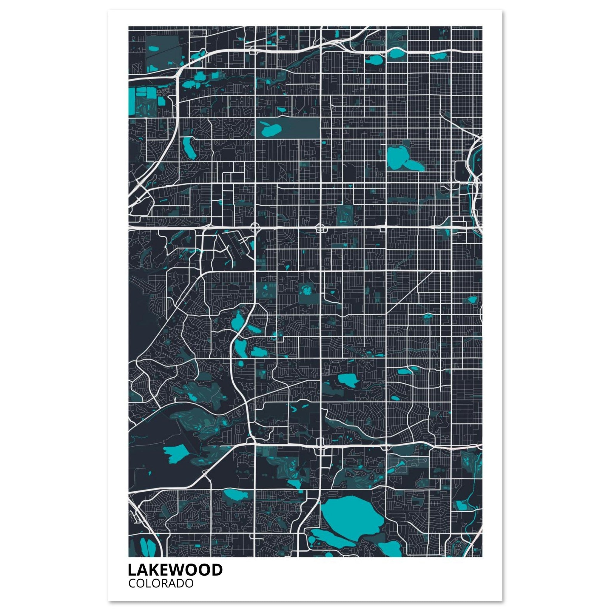 Lakewood Colorado City Map Poster | Custom Map Art Print - Ink And Atlas