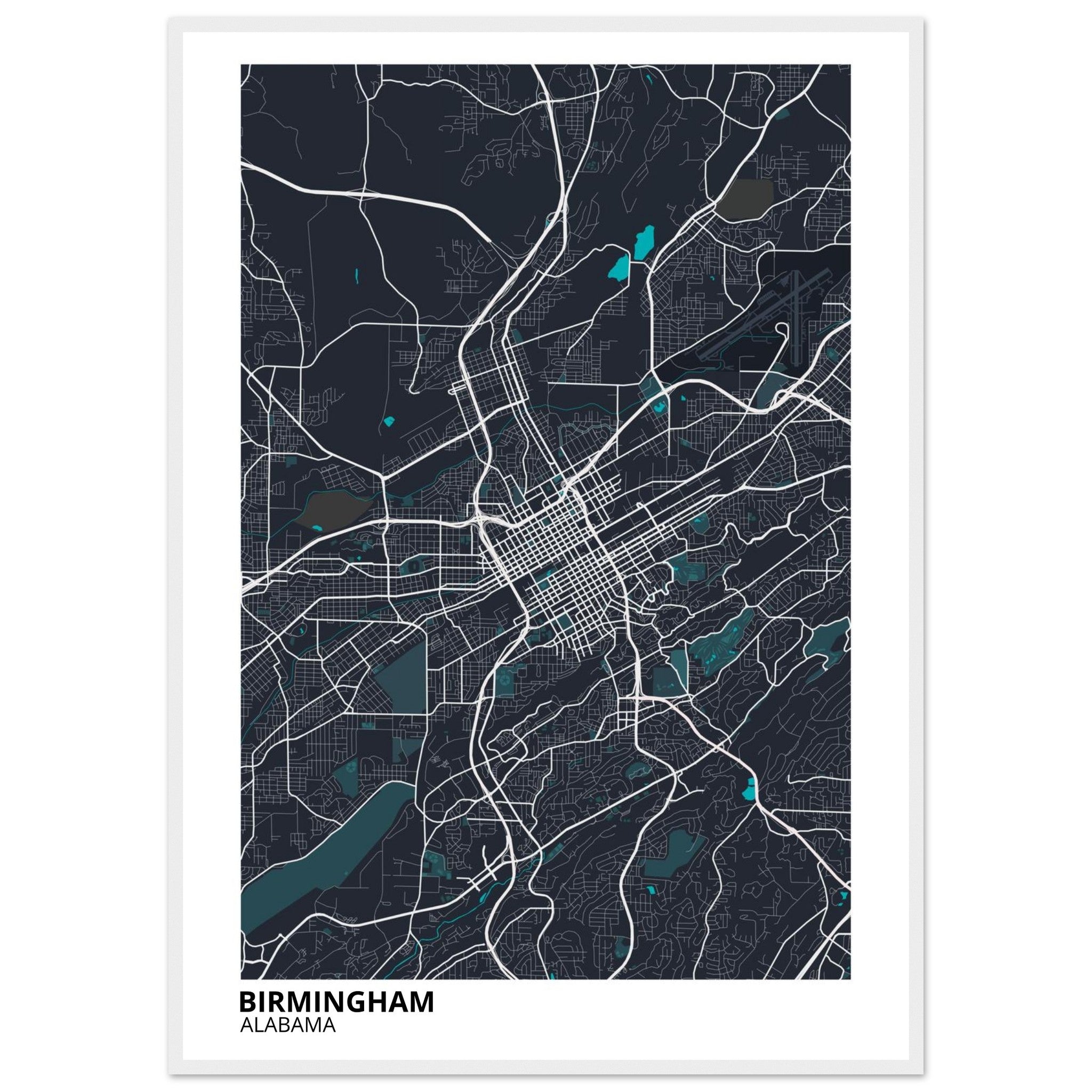 birmingham map poster print