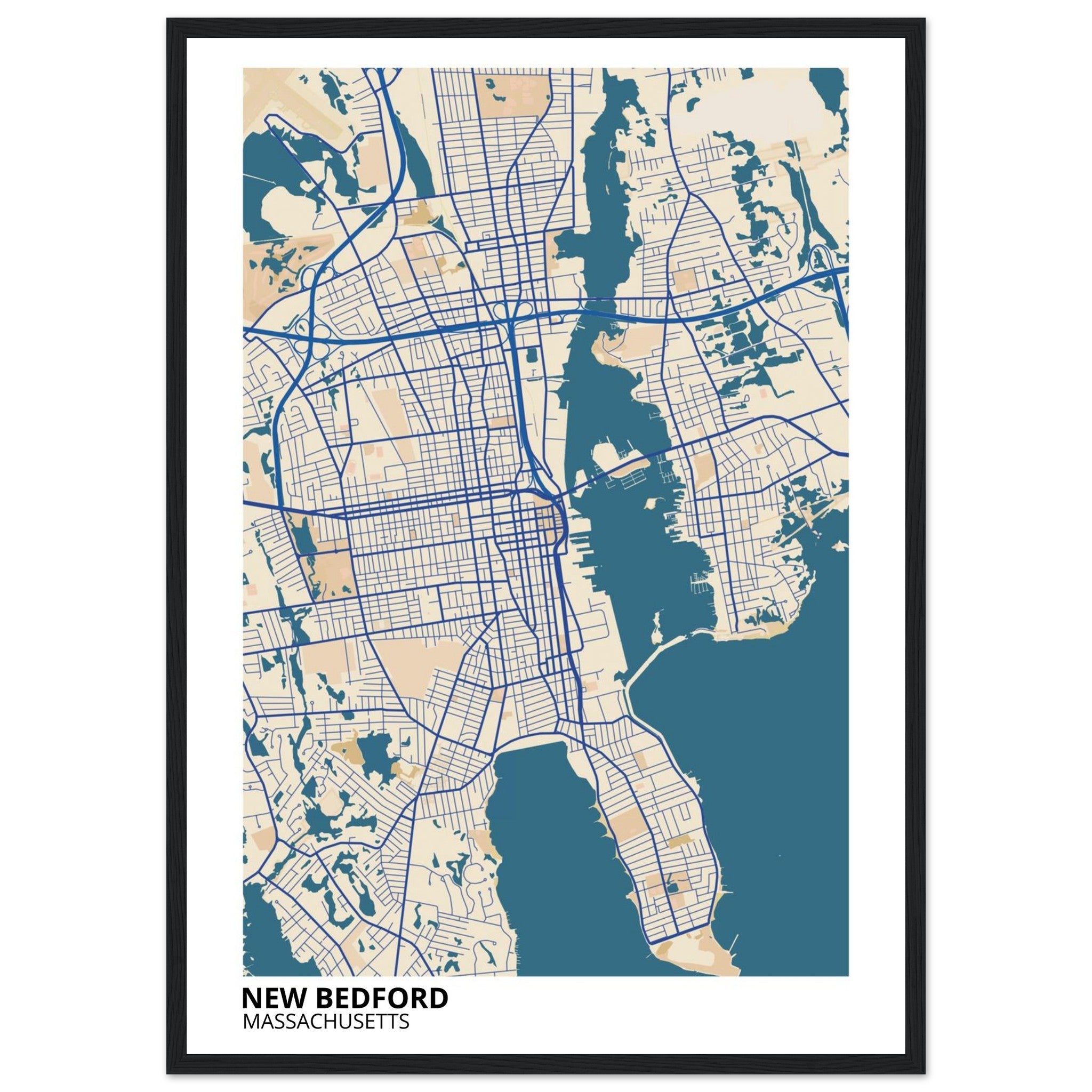 New Bedford Massachusetts City Map Poster | Custom Map Art Print - Ink And Atlas