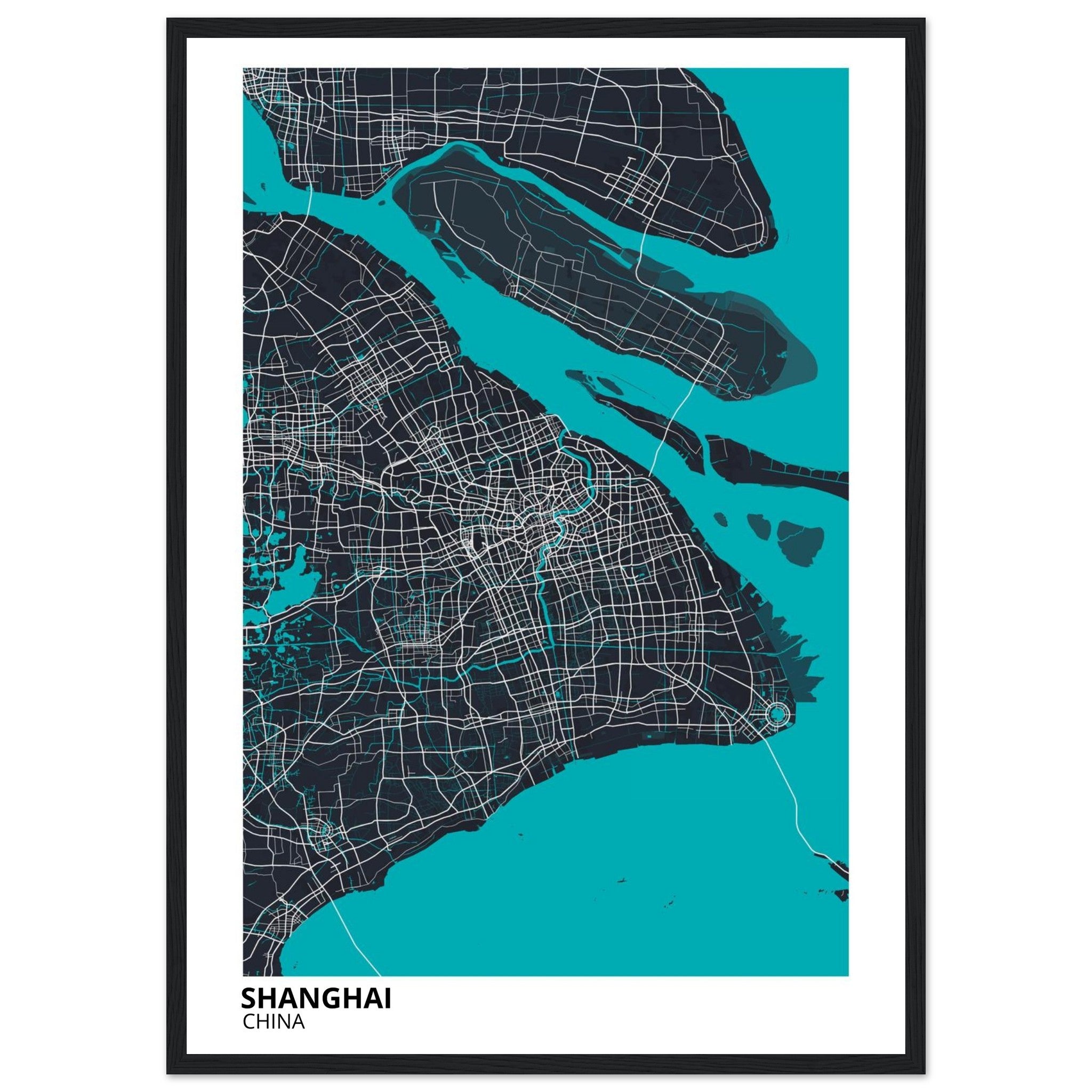 shanghai china map poster print