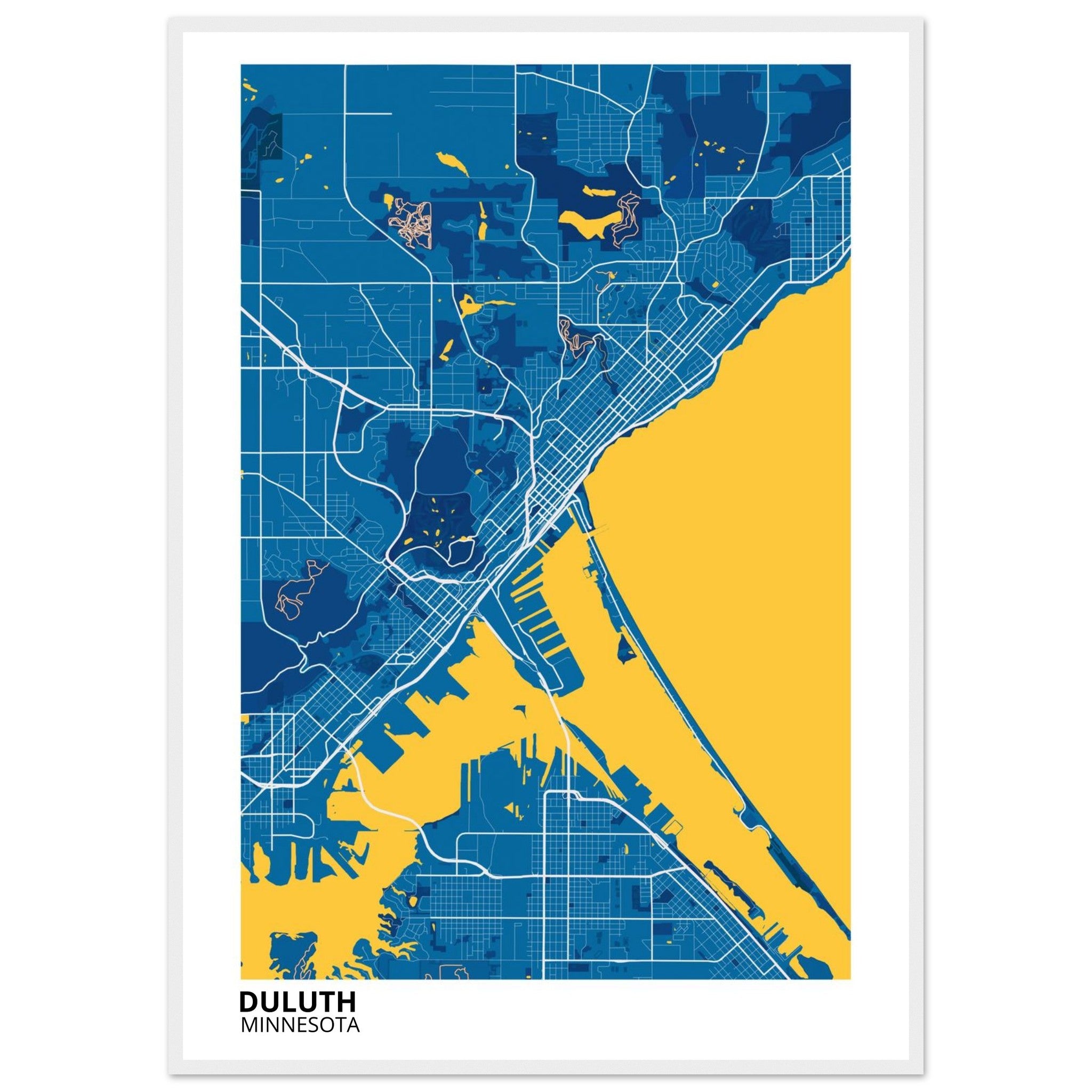Duluth Minnesota City Map Poster | Custom Map Art Print - Ink And Atlas