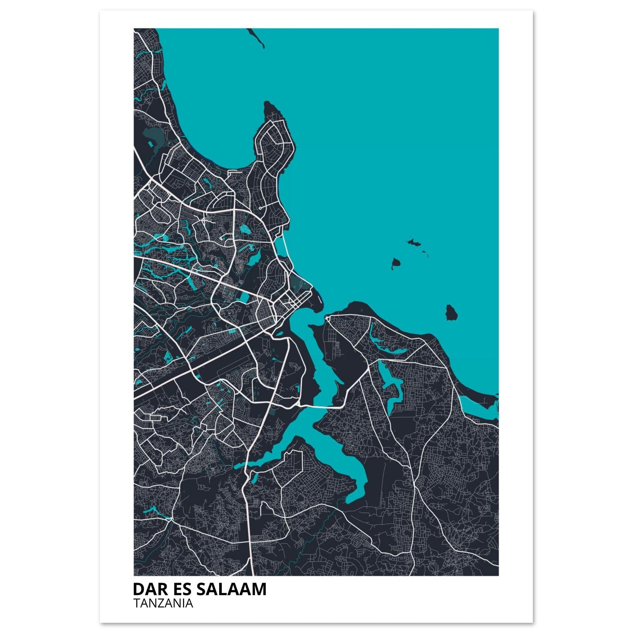 Dar es Salaam Tanzania City Map Poster | Custom Map Art Print - Ink And Atlas
