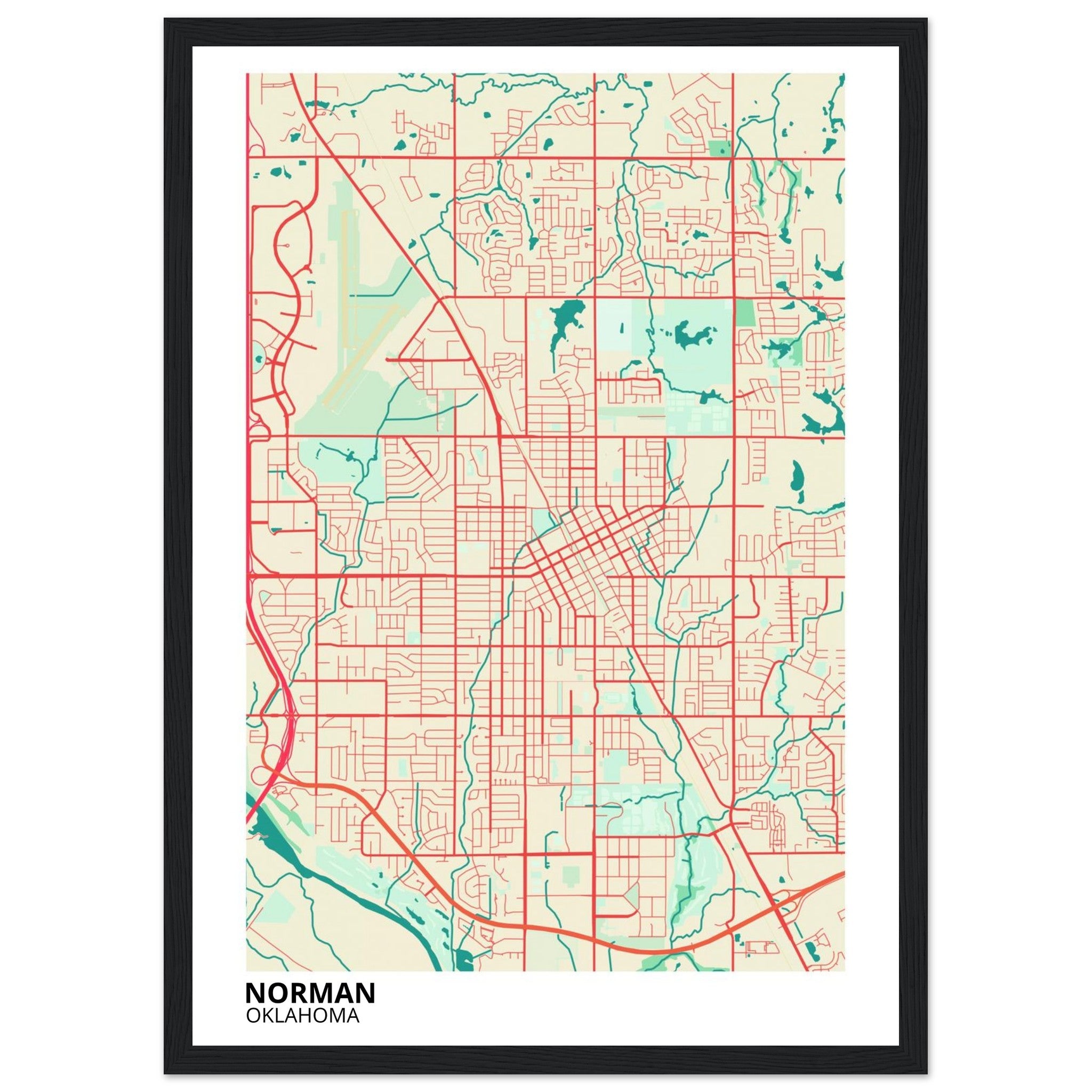 Norman Oklahoma City Map Poster | Custom Map Art Print - Ink And Atlas