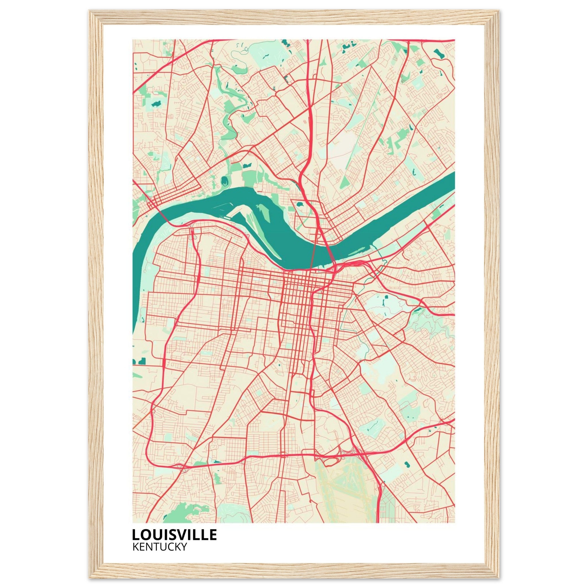louisville map poster print