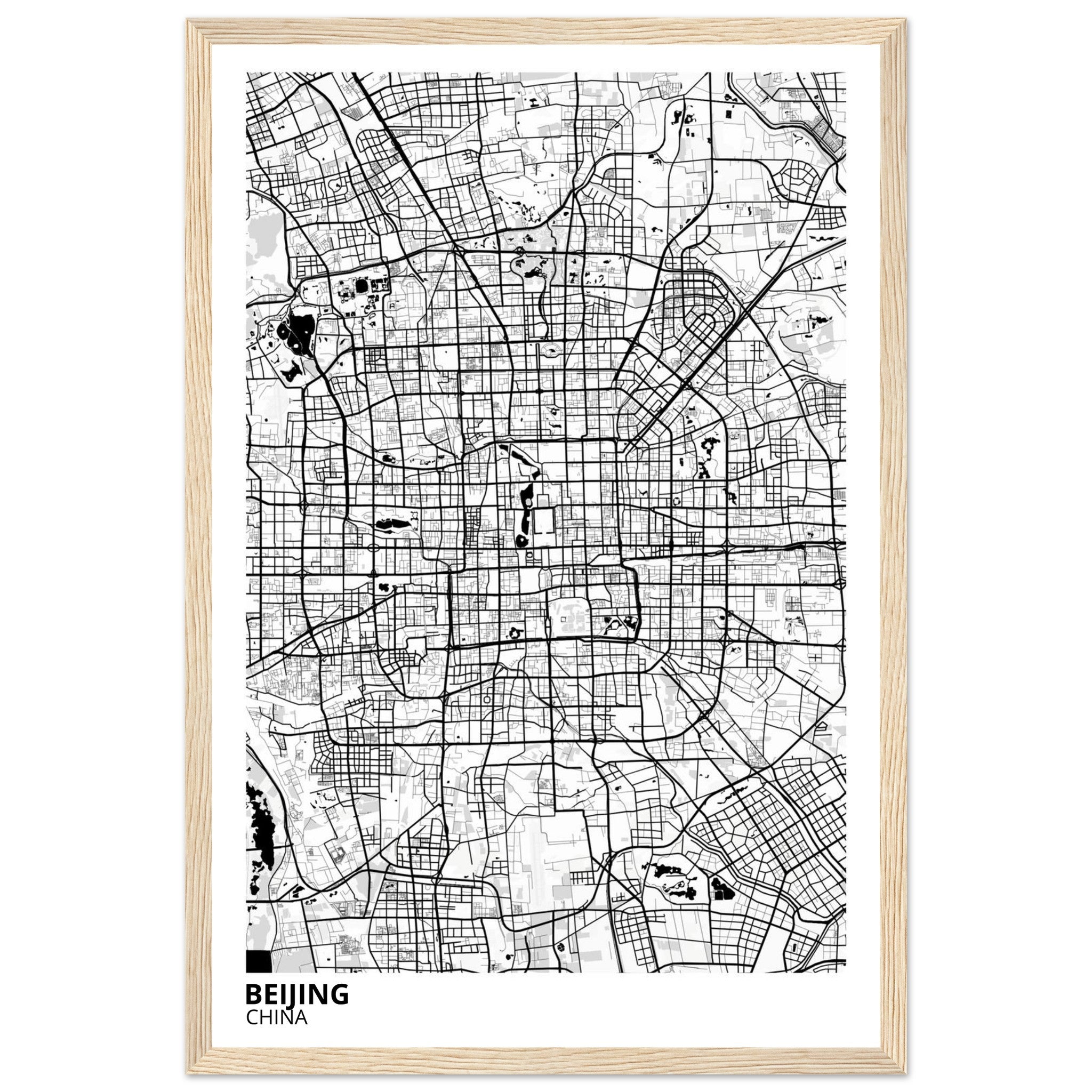 beijing china map poster print