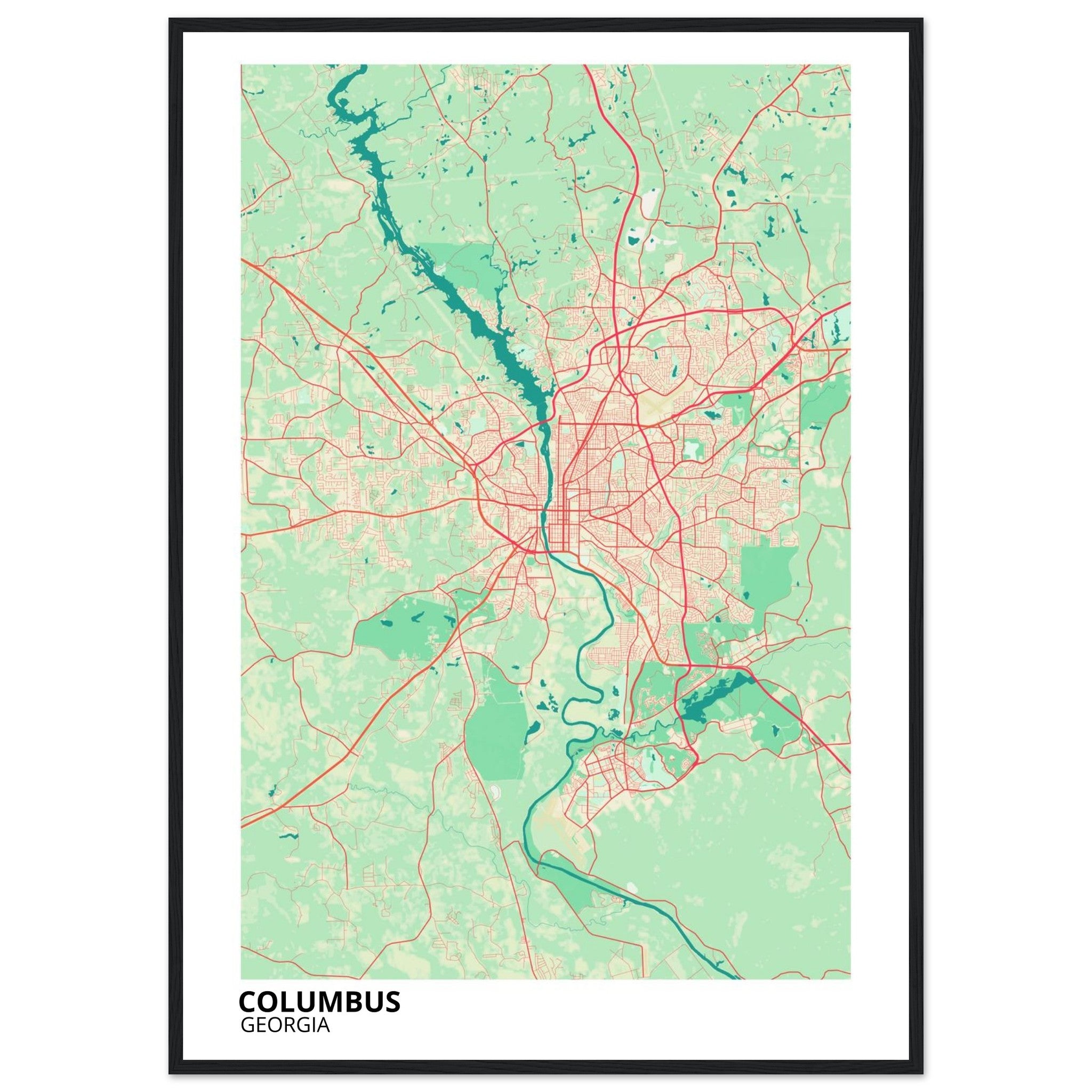 Columbus Georgia City Map Poster | Custom Map Art Print - Ink And Atlas