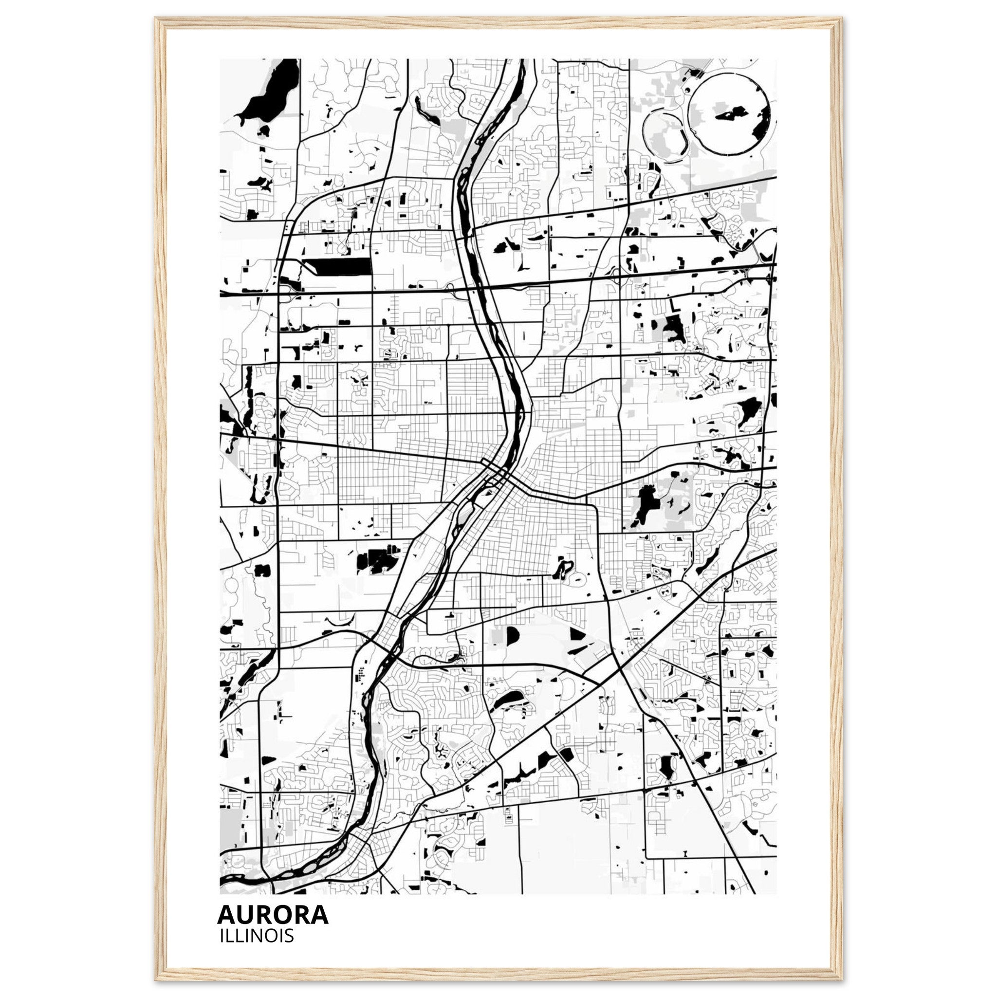 Aurora Illinois City Map Poster | Custom Map Art Print - Ink And Atlas