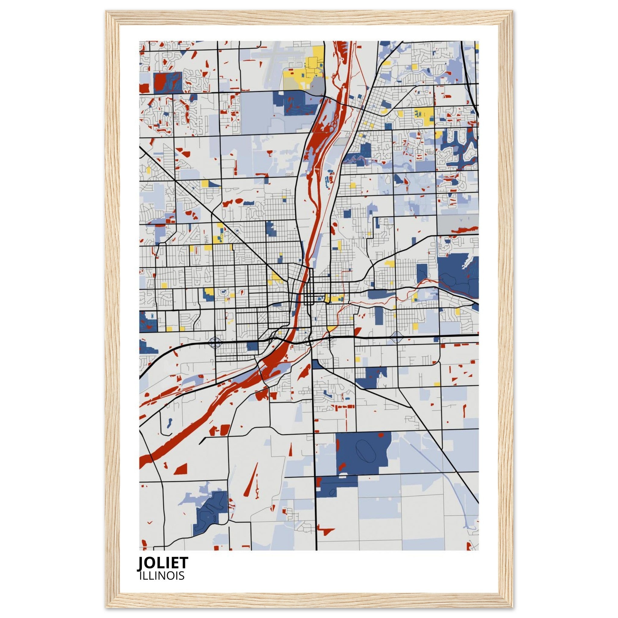 joliet illinois map poster print