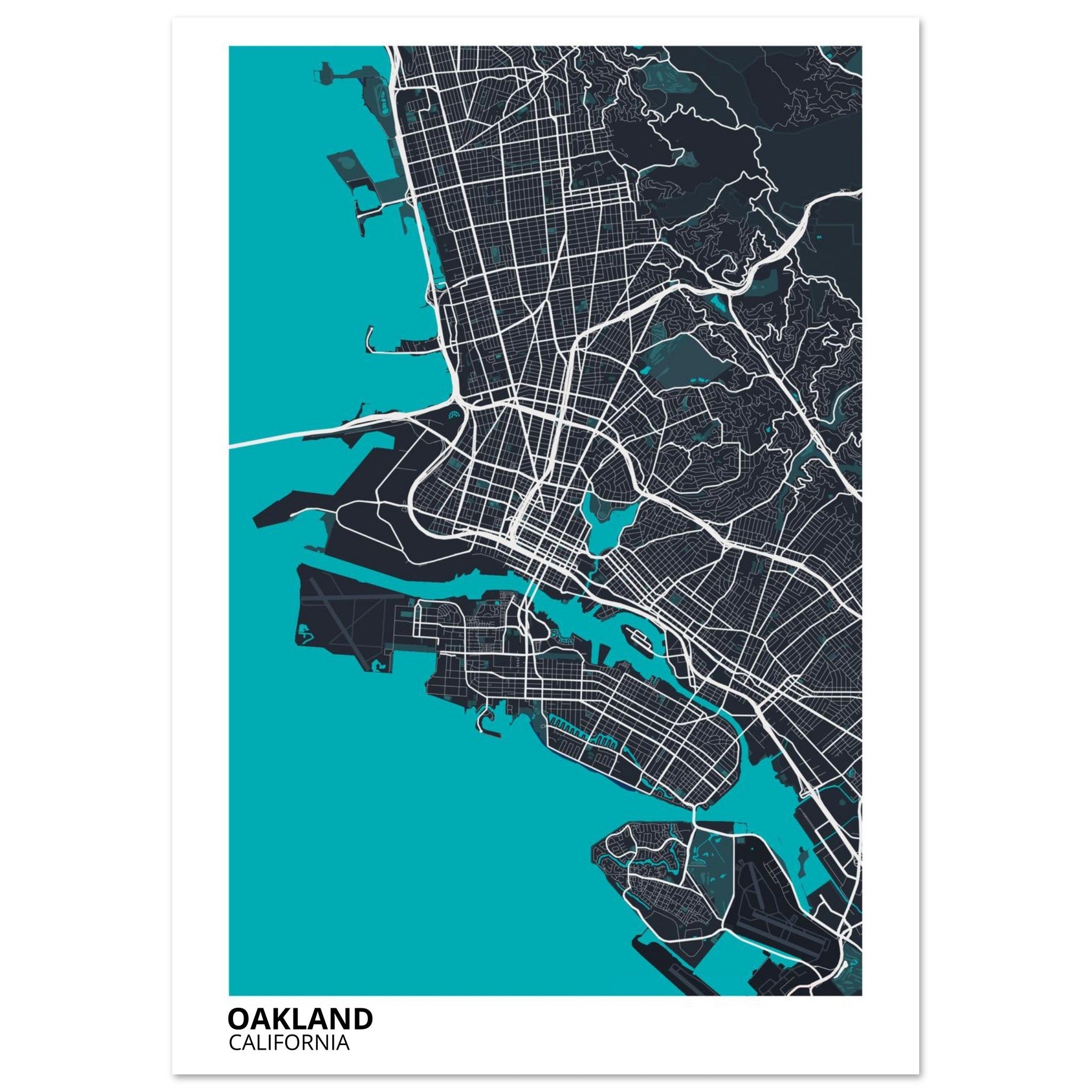 oakland map poster print