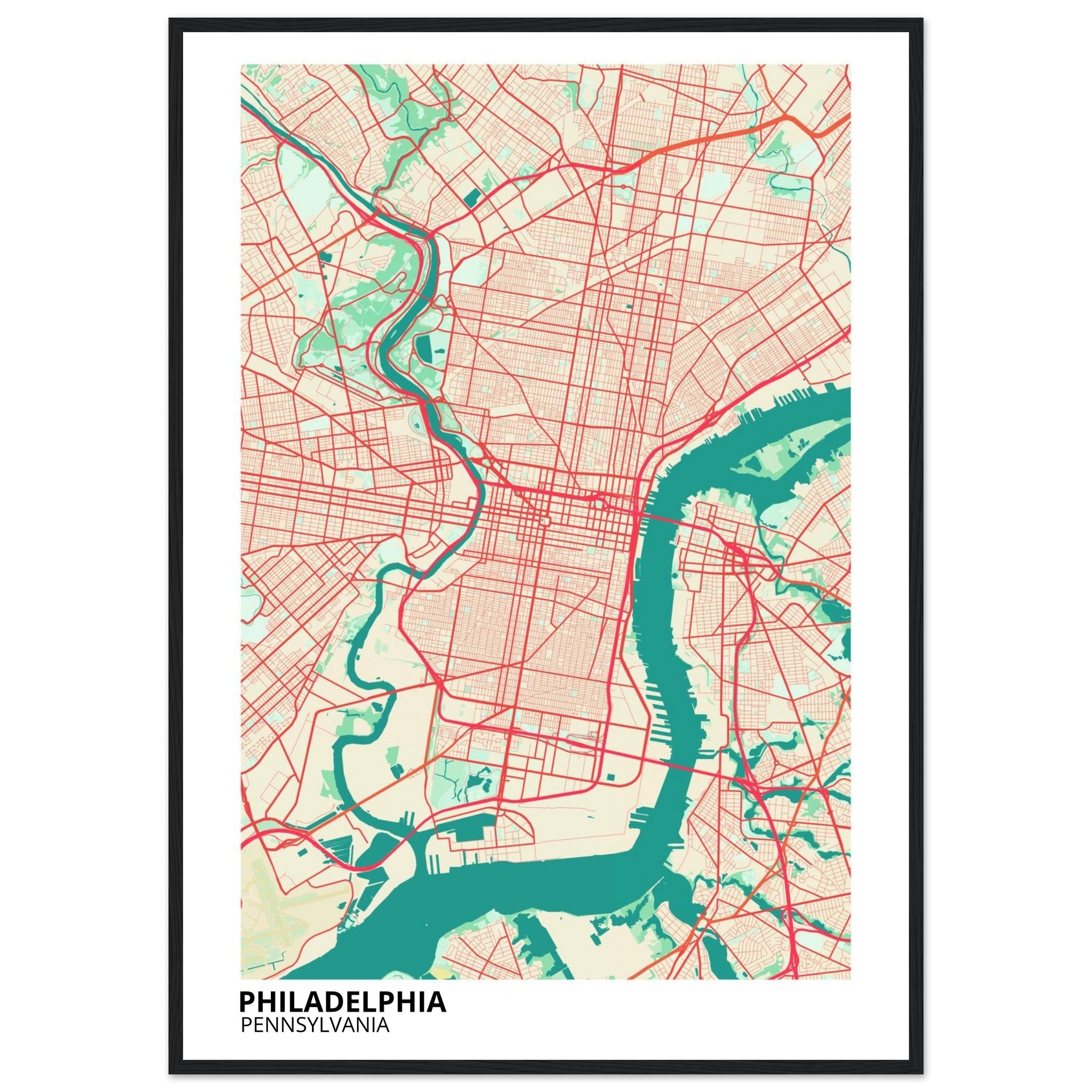 philadelphia map poster print