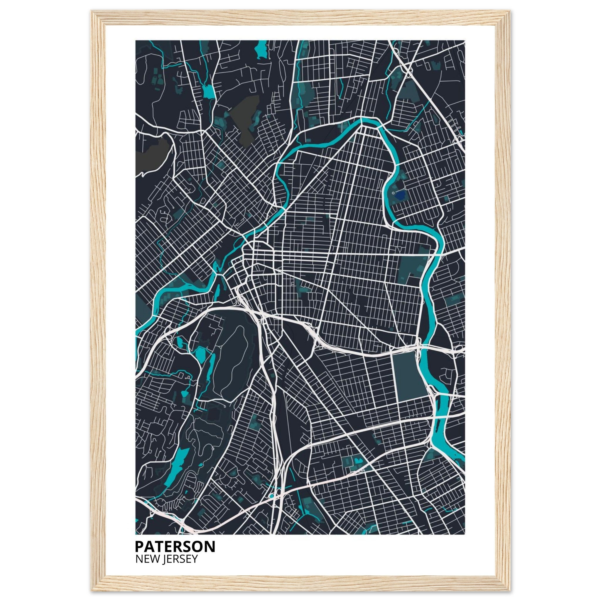 Paterson New Jersey City Map Poster | Custom Map Art Print - Ink And Atlas