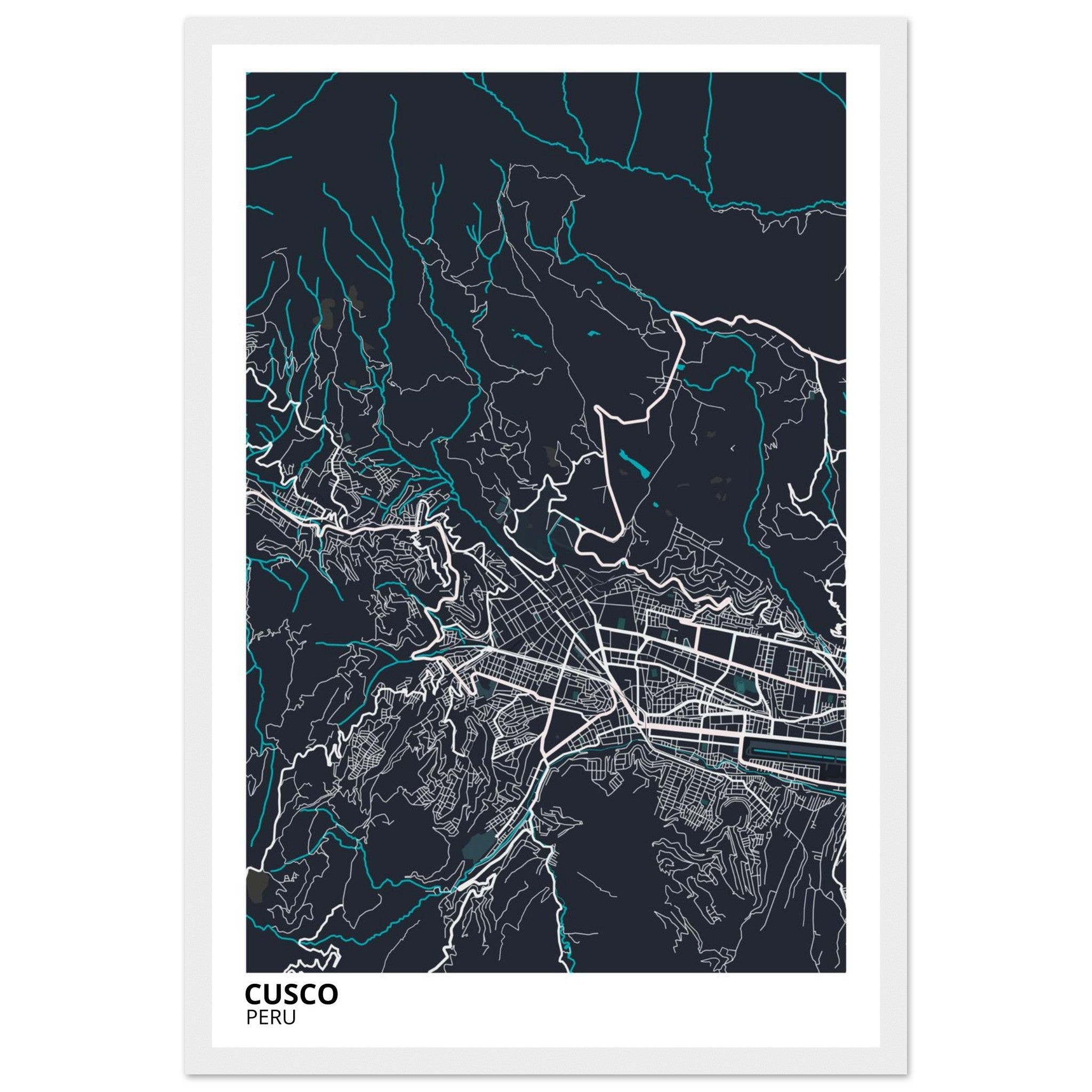 Cusco Peru City Map Poster | Custom Map Art Print - Ink And Atlas