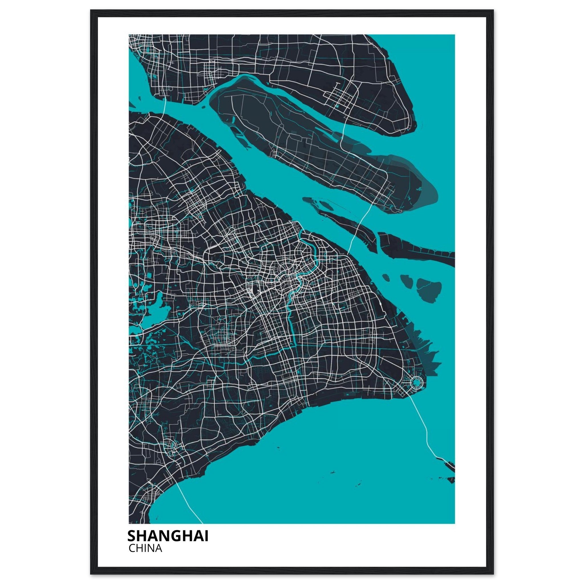 shanghai china map poster print