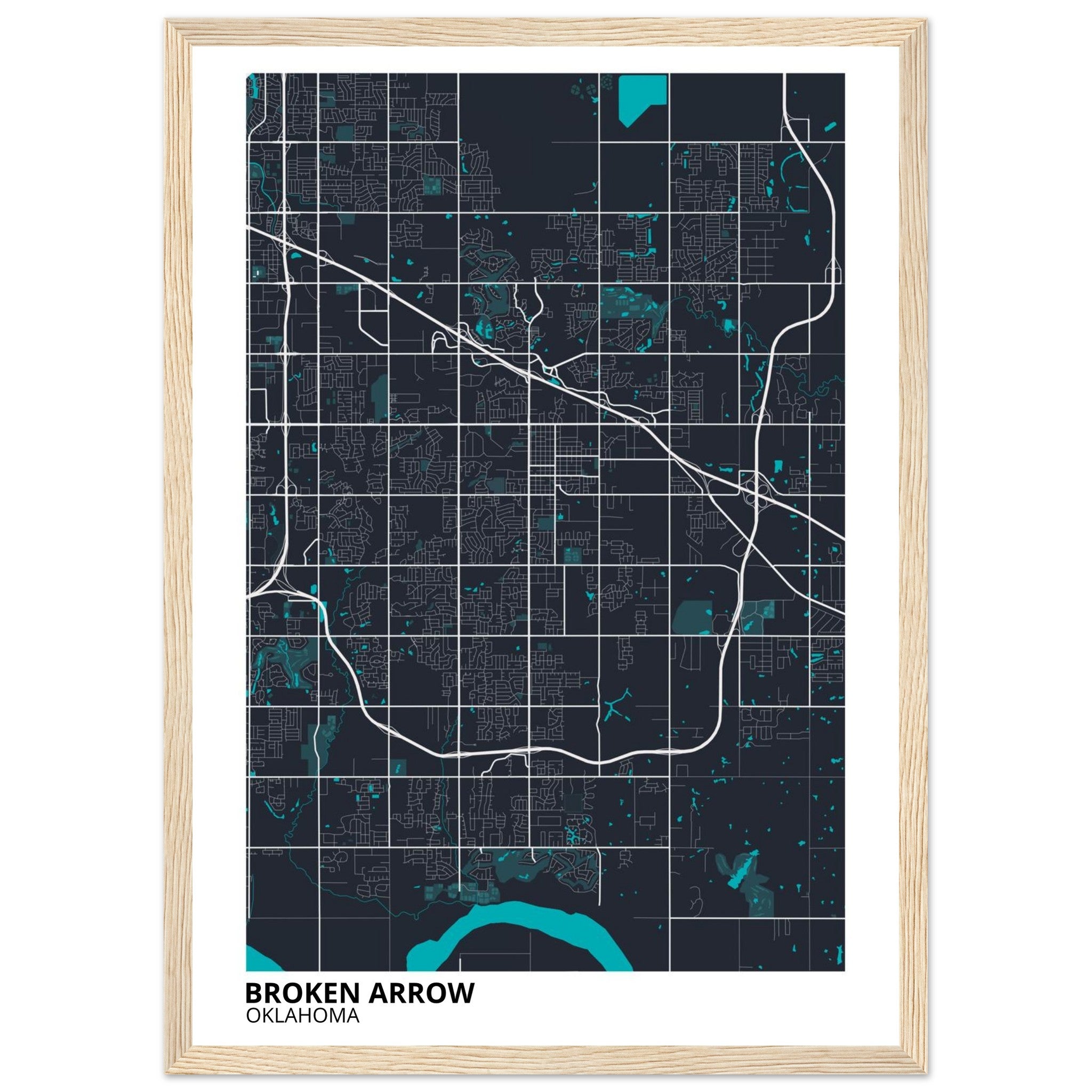 Broken Arrow Oklahoma City Map Poster | Custom Map Art Print - Ink And Atlas