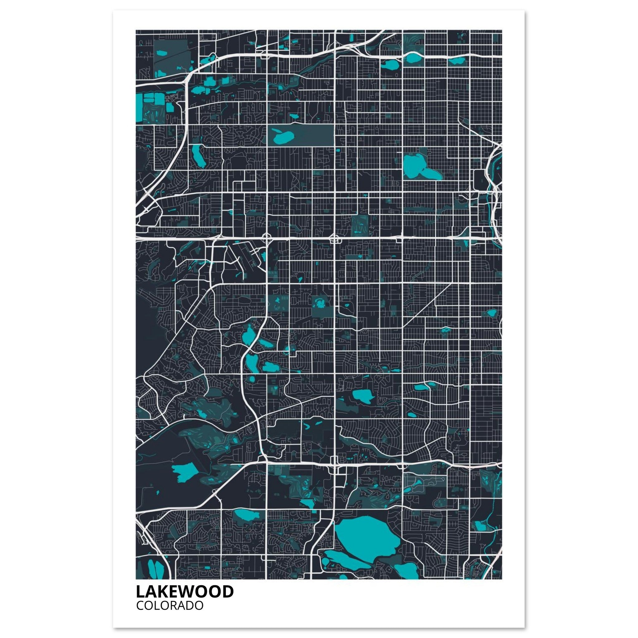 Lakewood Colorado City Map Poster | Custom Map Art Print - Ink And Atlas