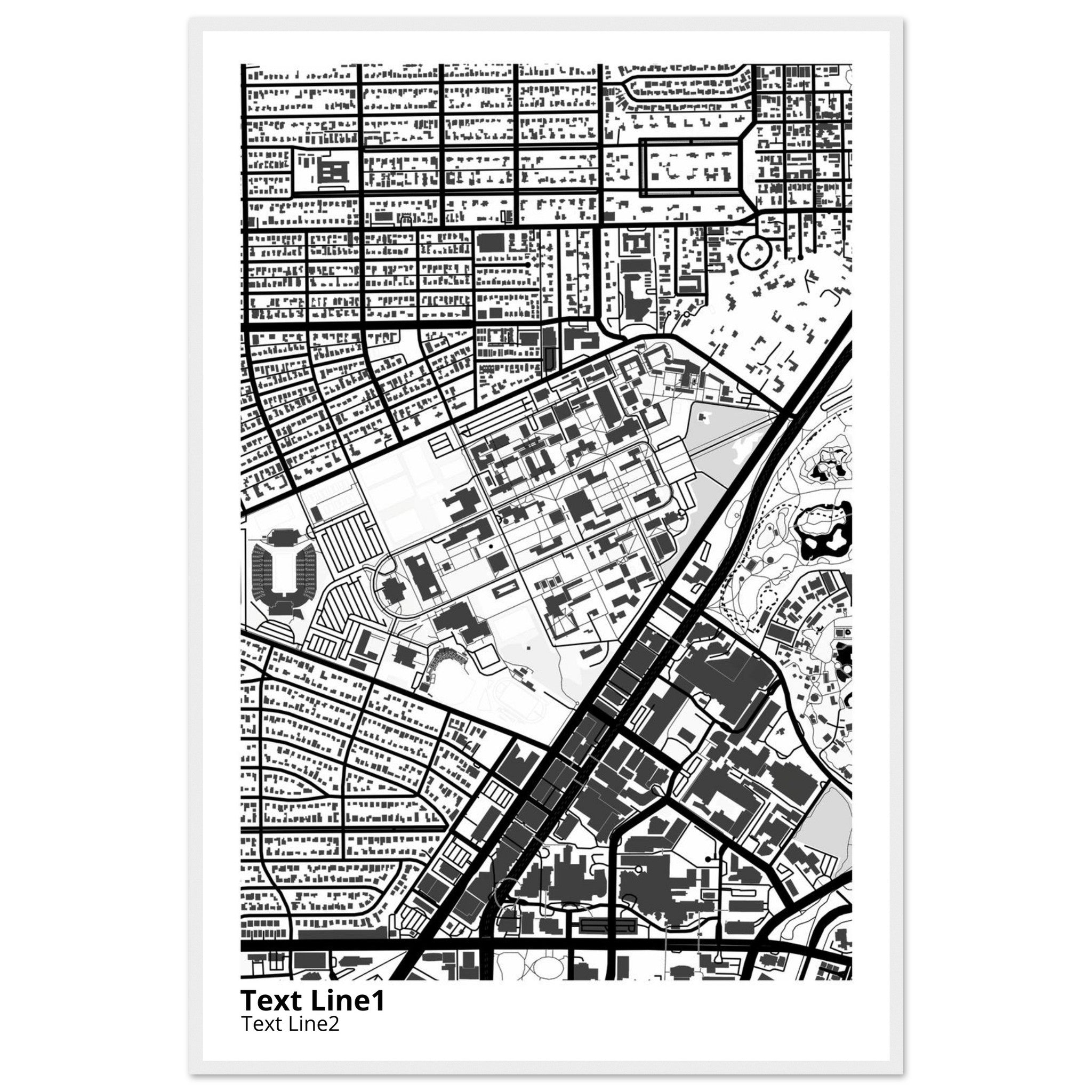 rice university modern campus map print