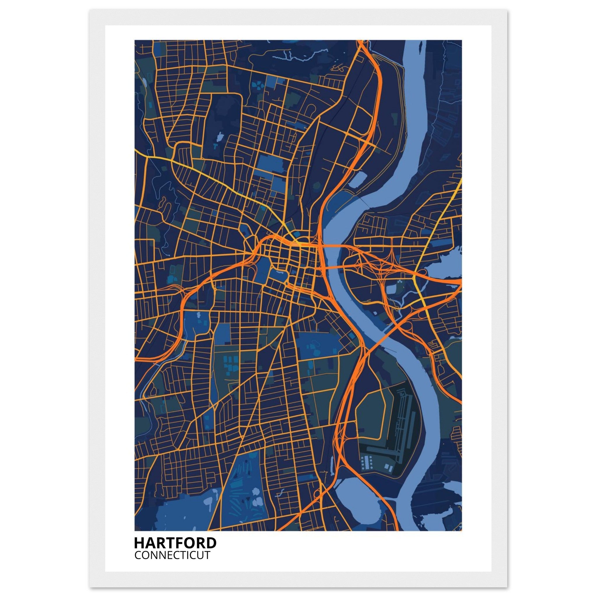 hartford map poster print