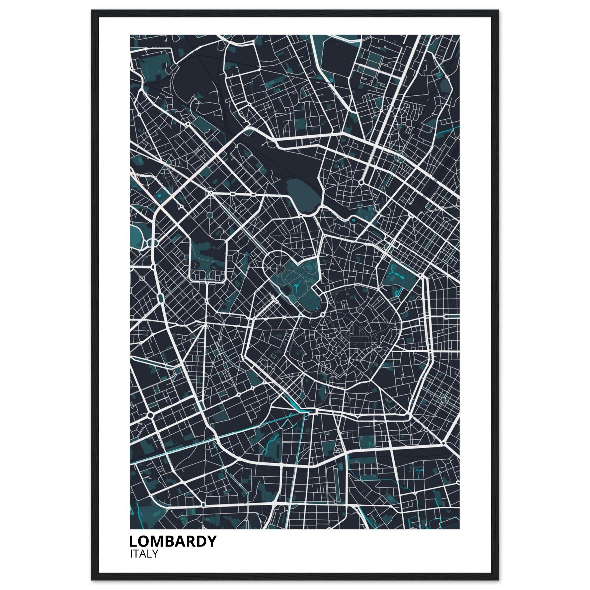 lombardy italy map poster print