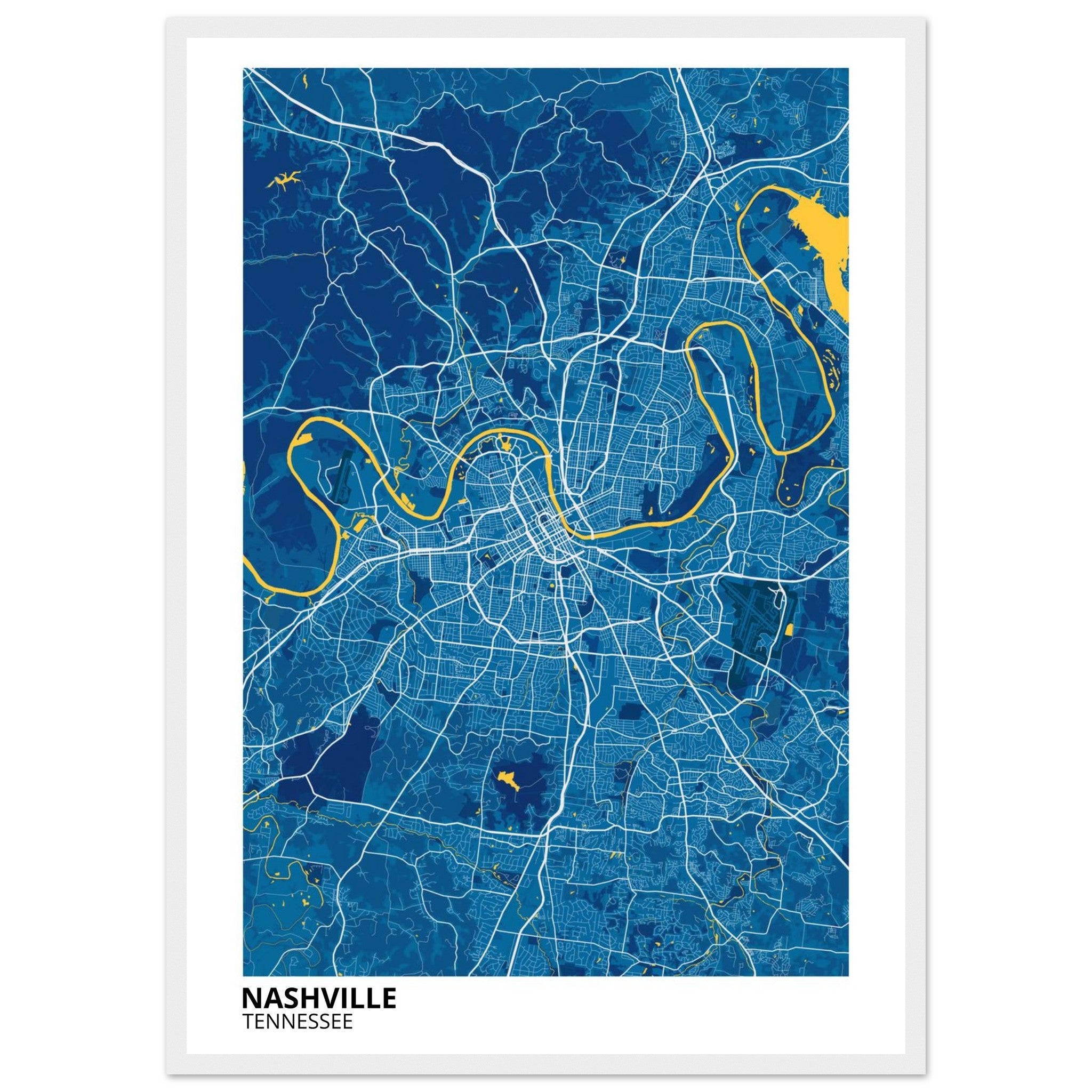 nashville map poster print