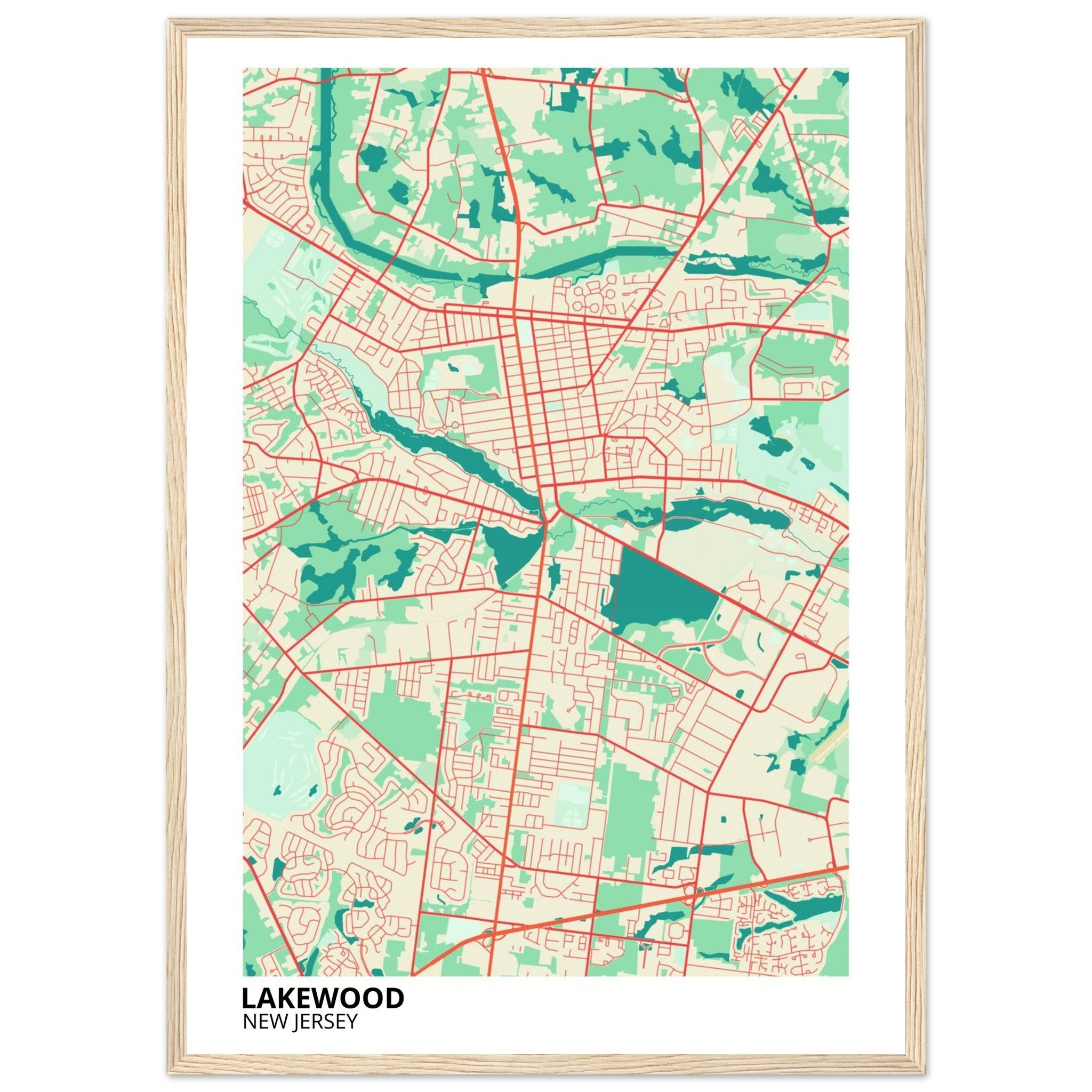 Lakewood New Jersey City Map Poster | Custom Map Art Print - Ink And Atlas