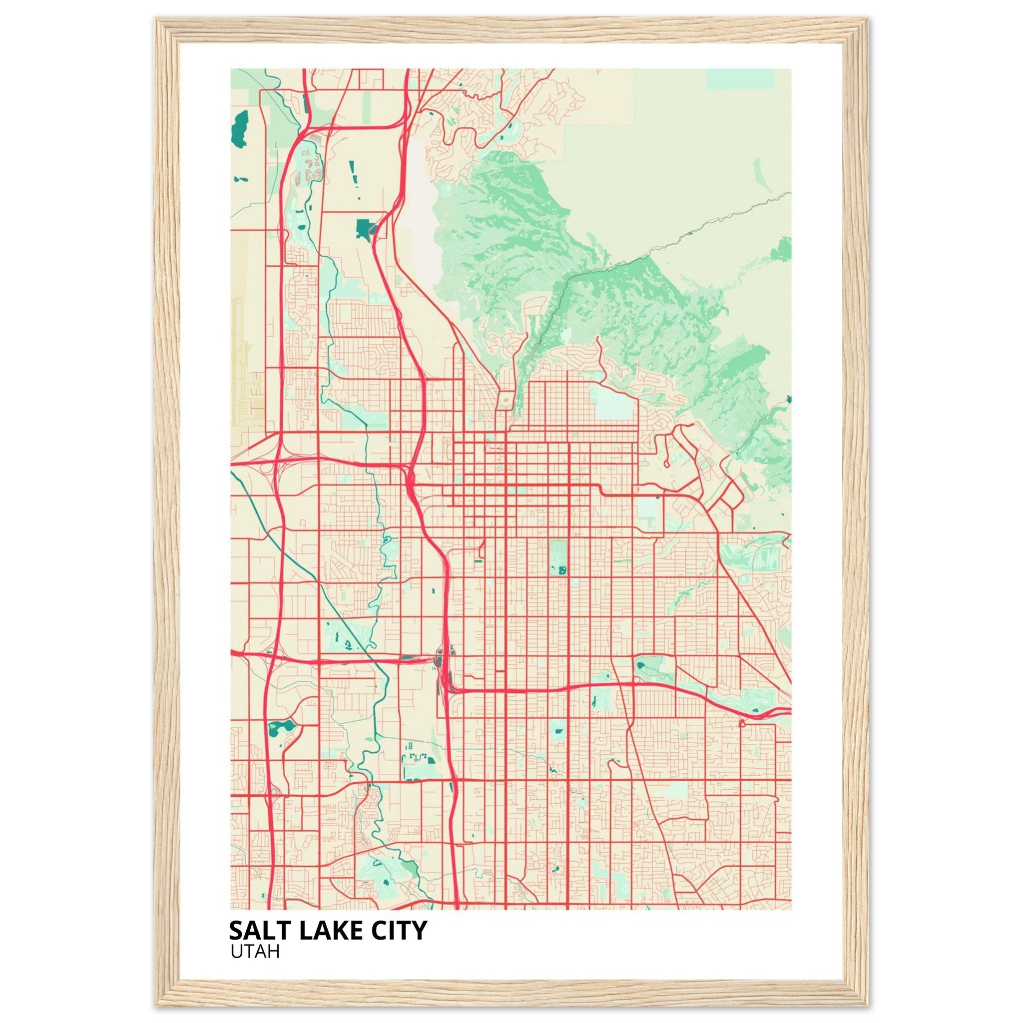 Salt Lake City Utah City Map Poster | Custom Map Art Print - Ink And Atlas