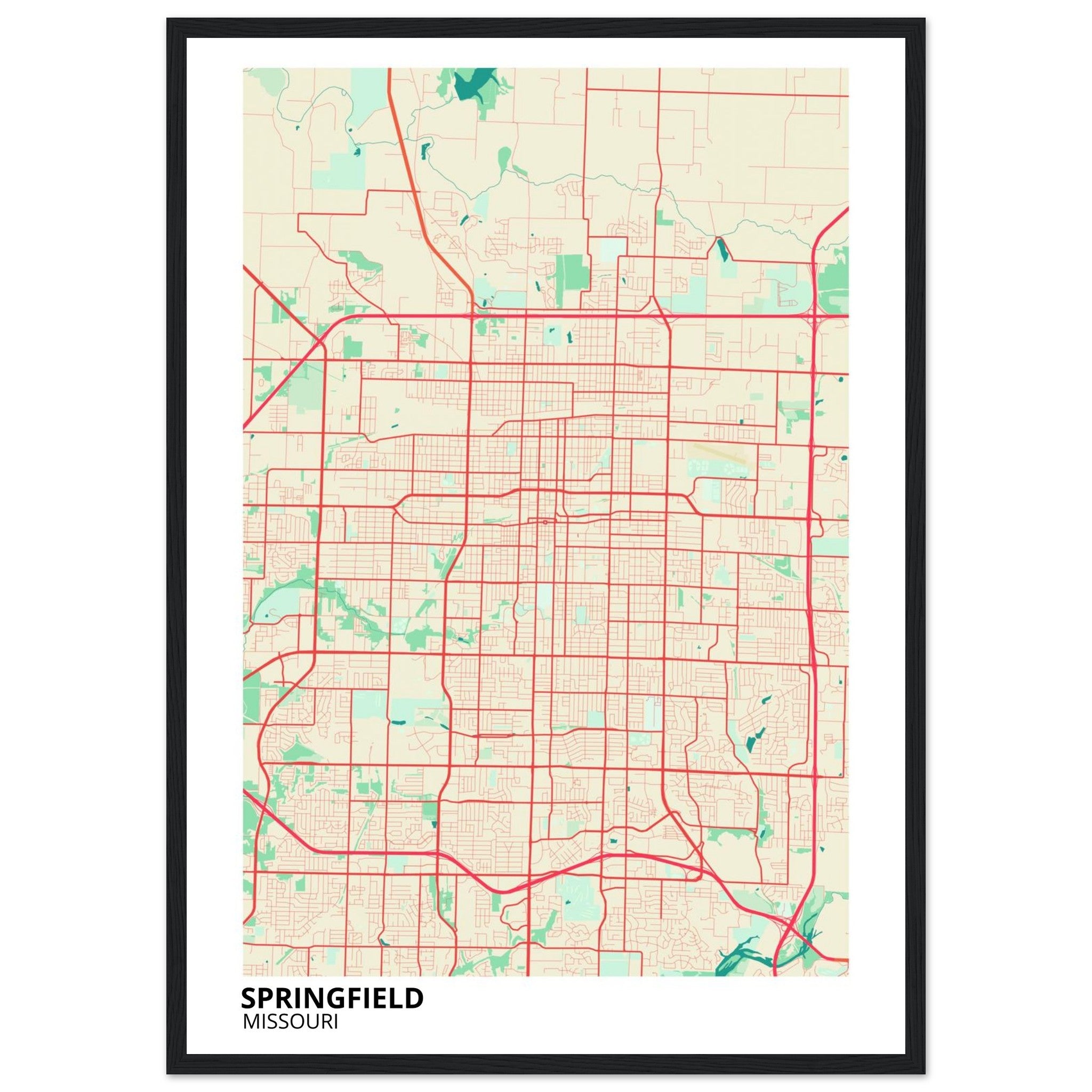 Springfield Missouri City Map Poster | Custom Map Art Print - Ink And Atlas