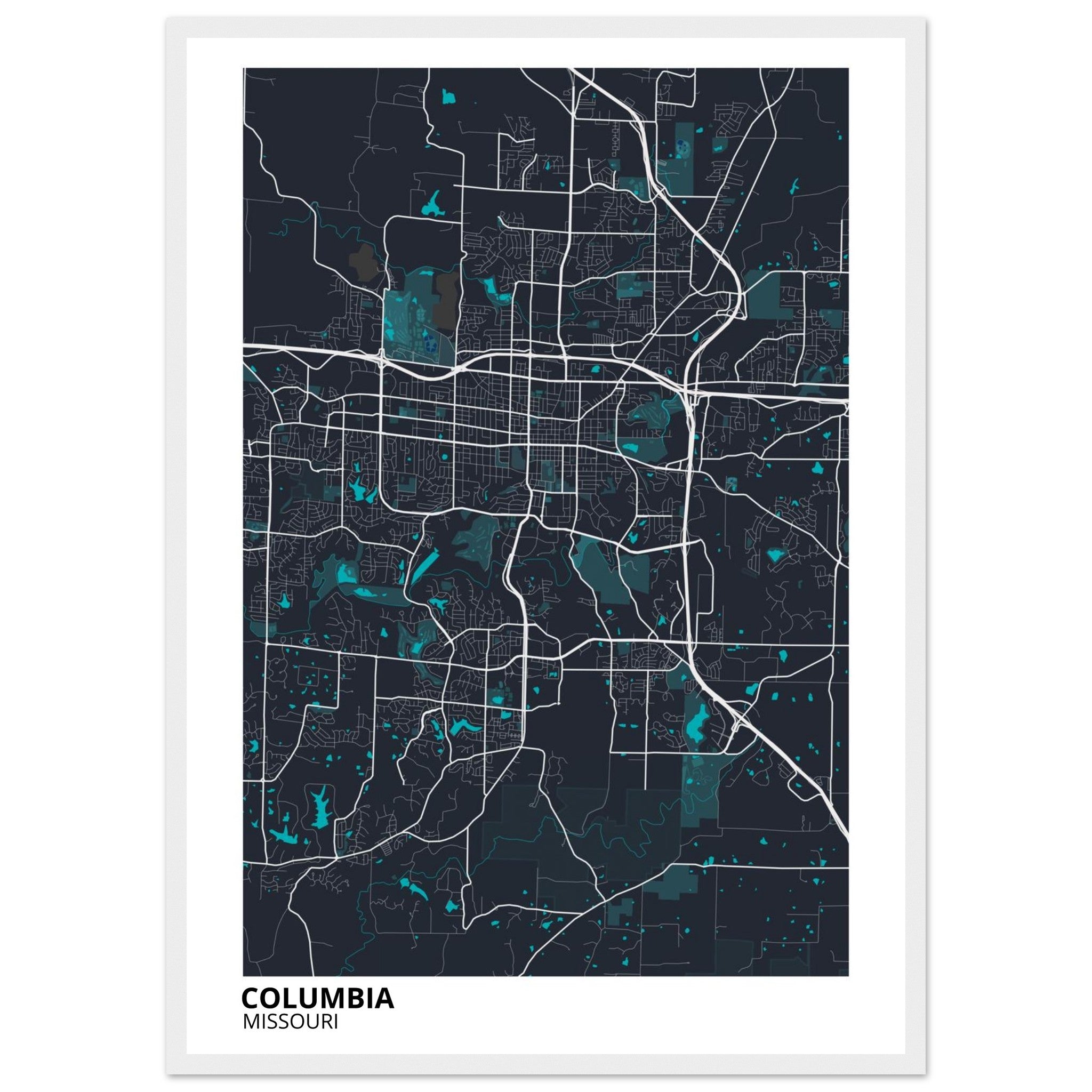 Columbia Missouri City Map Poster | Custom Map Art Print - Ink And Atlas