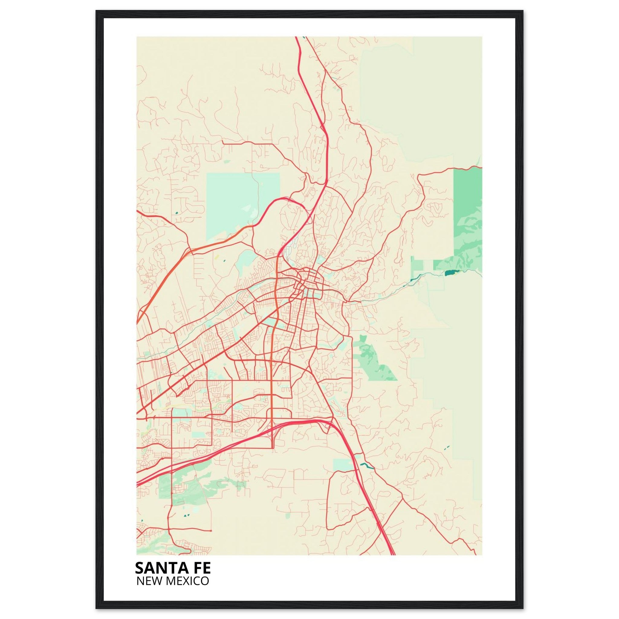 santa fe map poster print