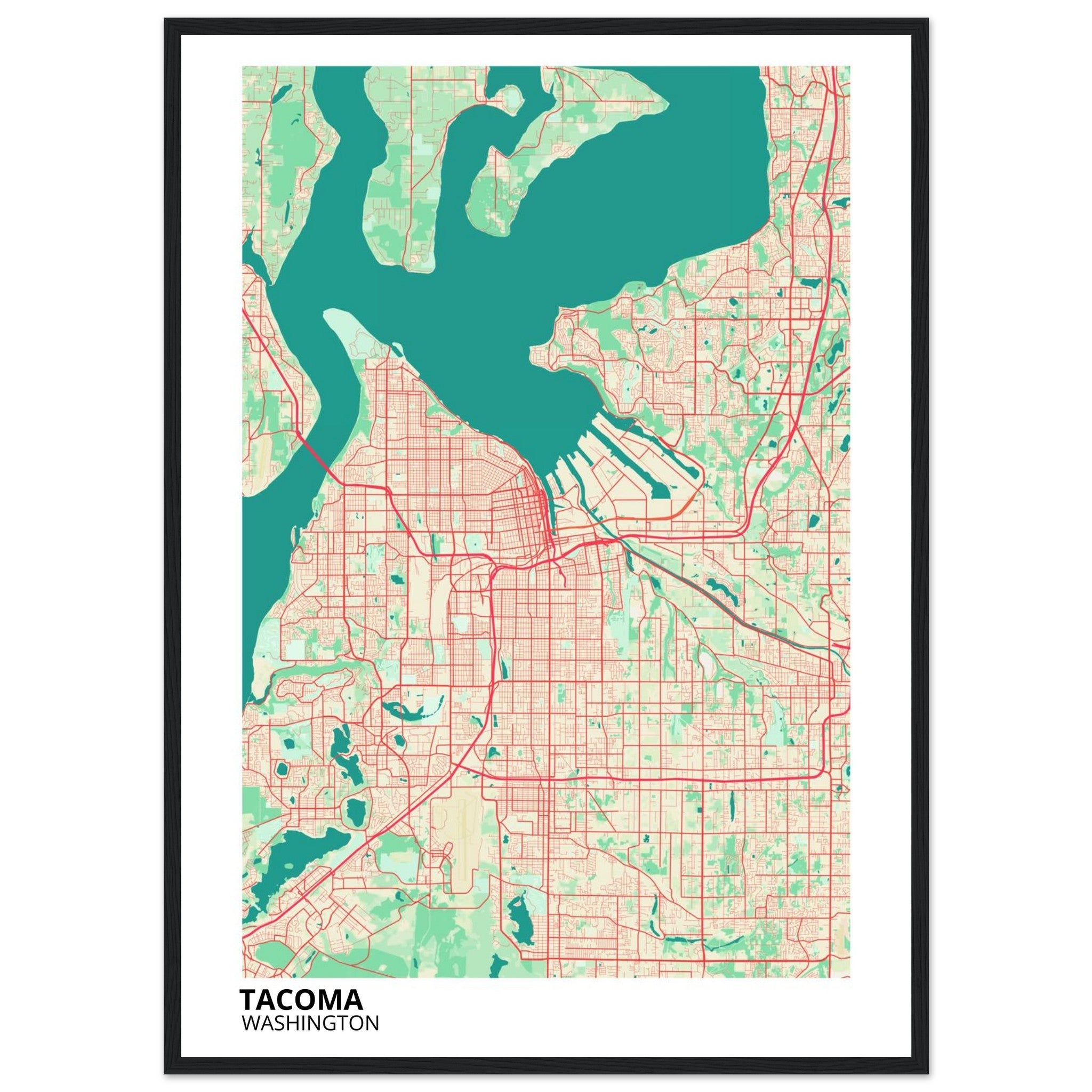 tacoma washington map poster print